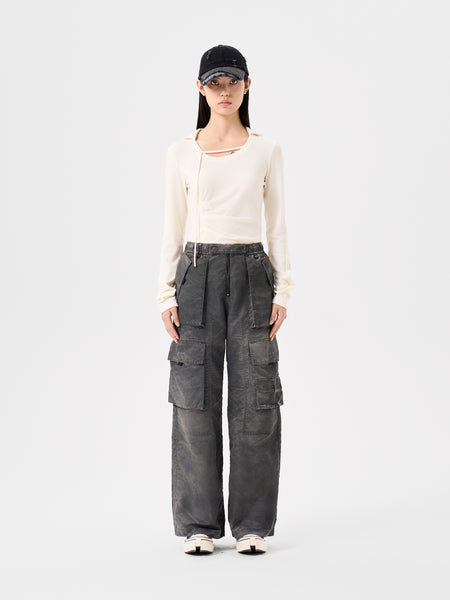 パンツ 80S CLOSED BY MFG PANELLED UTILITY PANTS GREY SANDWASHED NYLON UTILITY PANTS – Feng Chen Wang