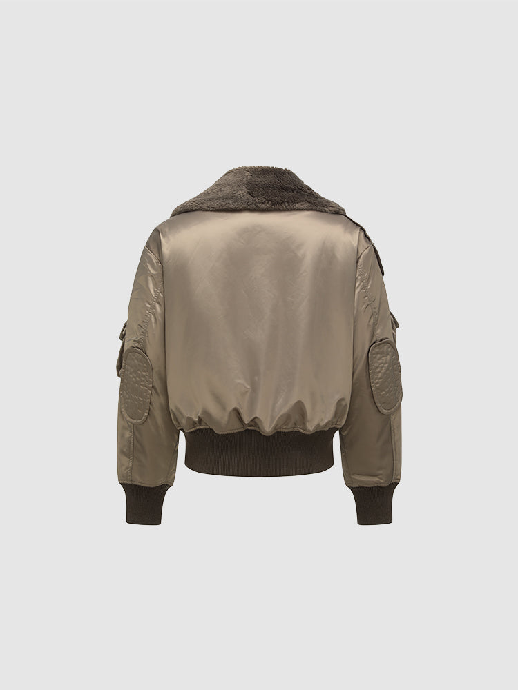 MULTIPOCKET CARGO JACKET WITH LEATHER TRIM