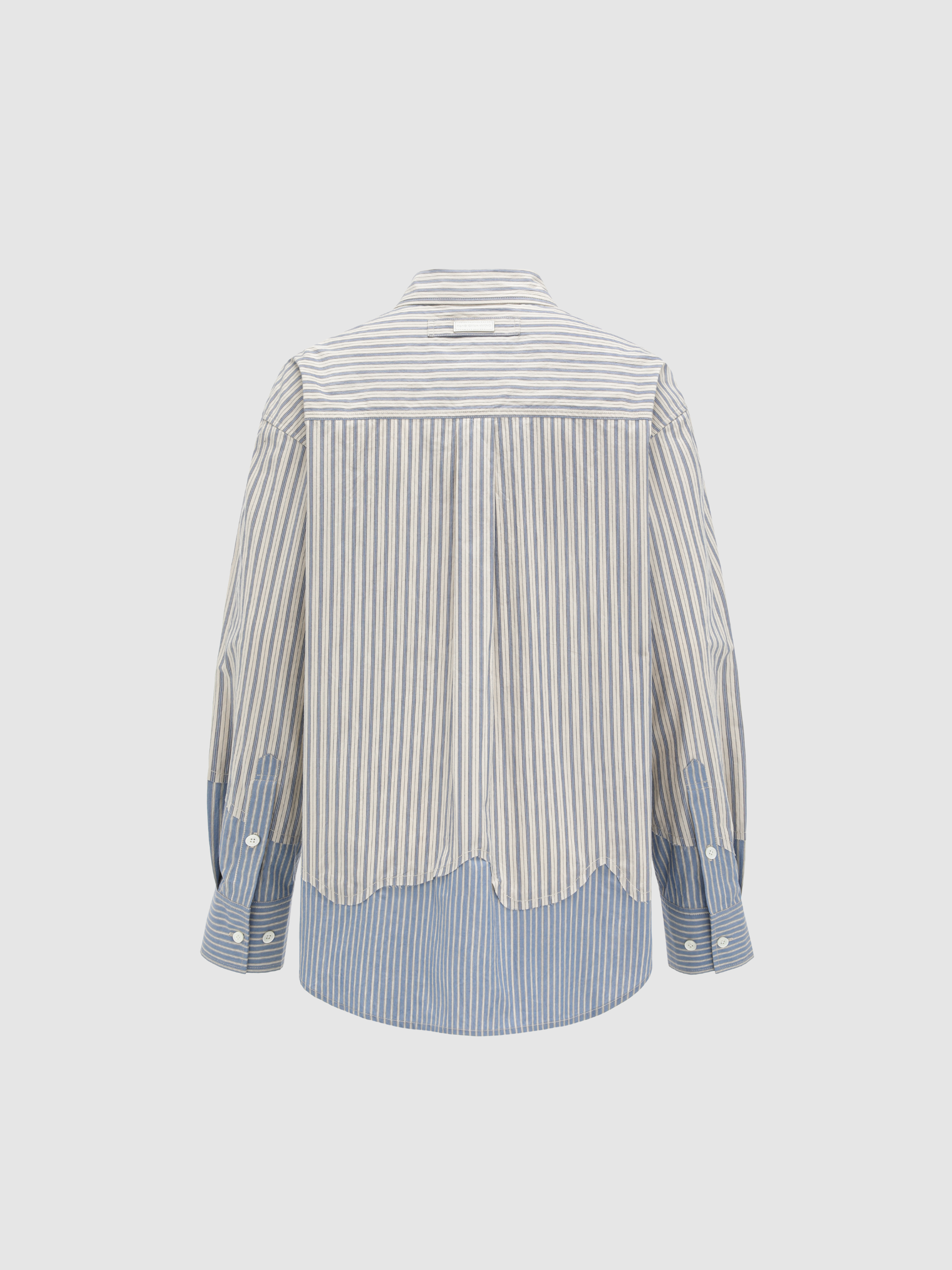 STRIPED PATCHWORK LONG-SLEEVE SHIRT