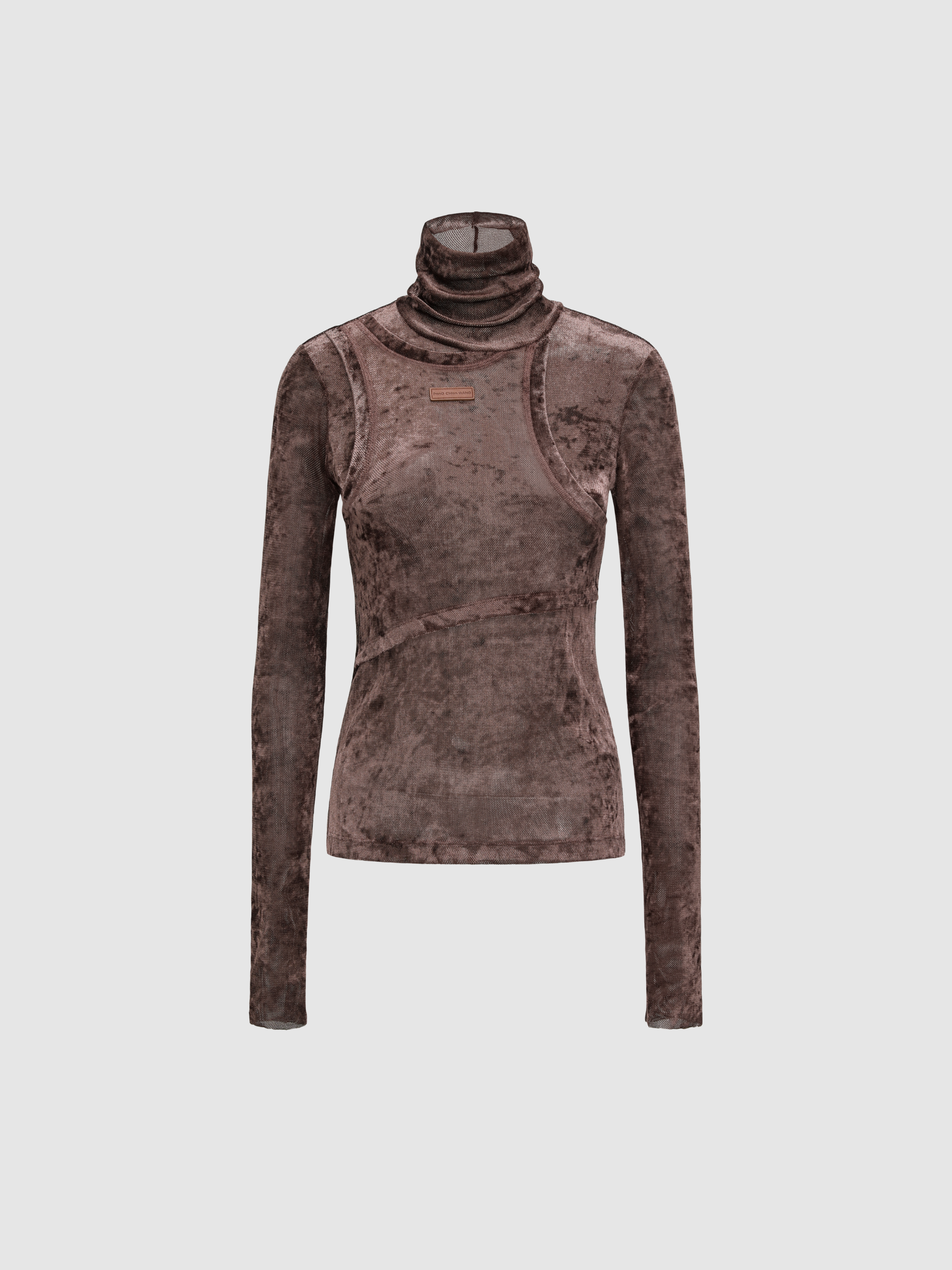 SUEDE TWO-IN-ONE HIGH NECK TOP