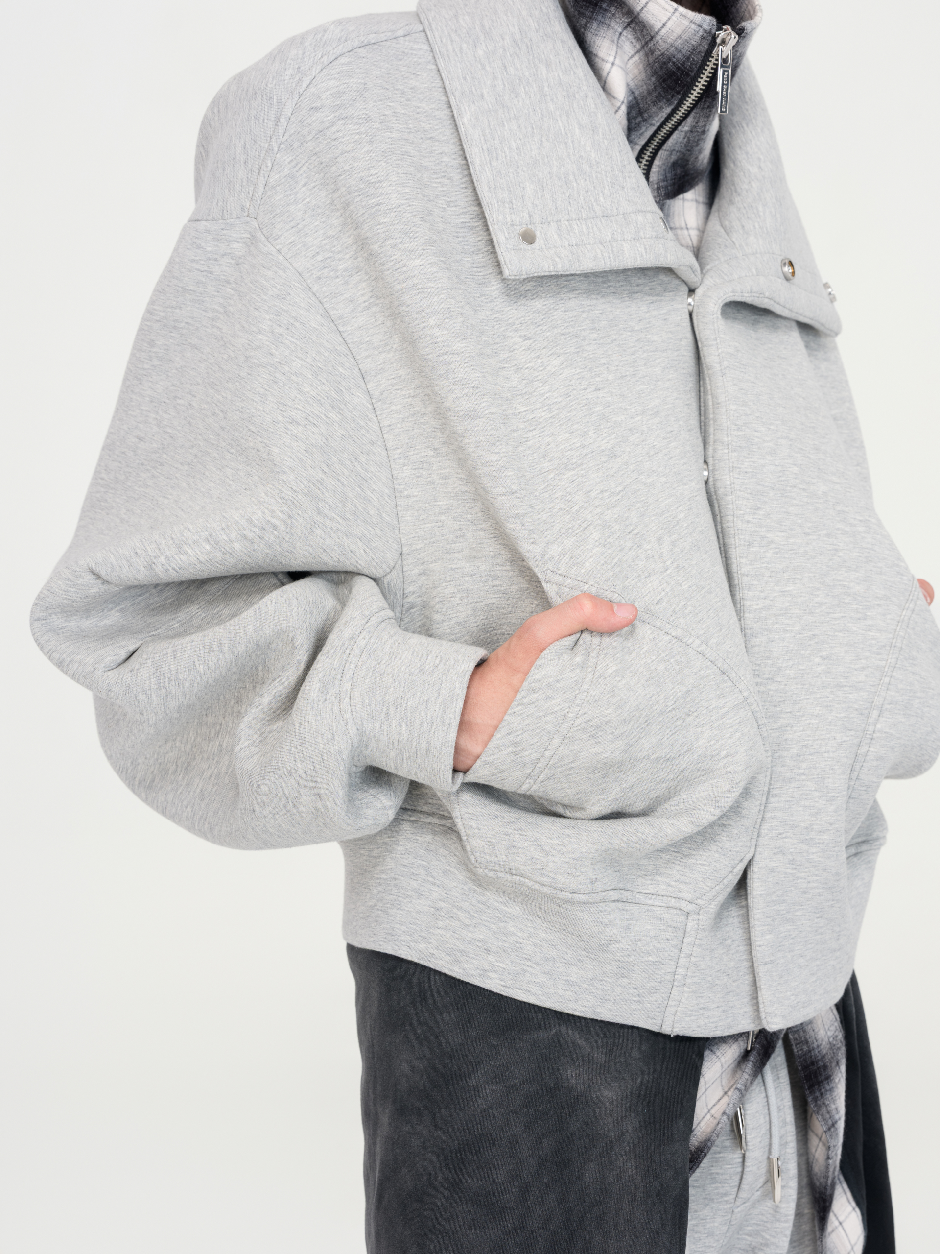 GREY SCUBA KNIT JACKET