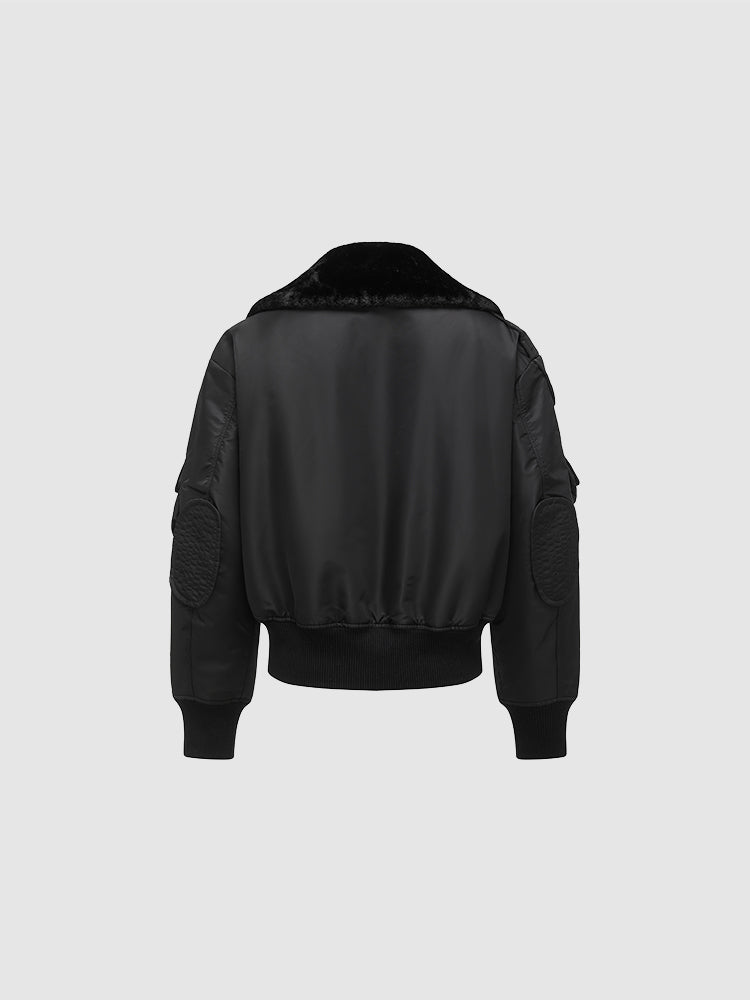 MULTIPOCKET CARGO JACKET WITH LEATHER TRIM