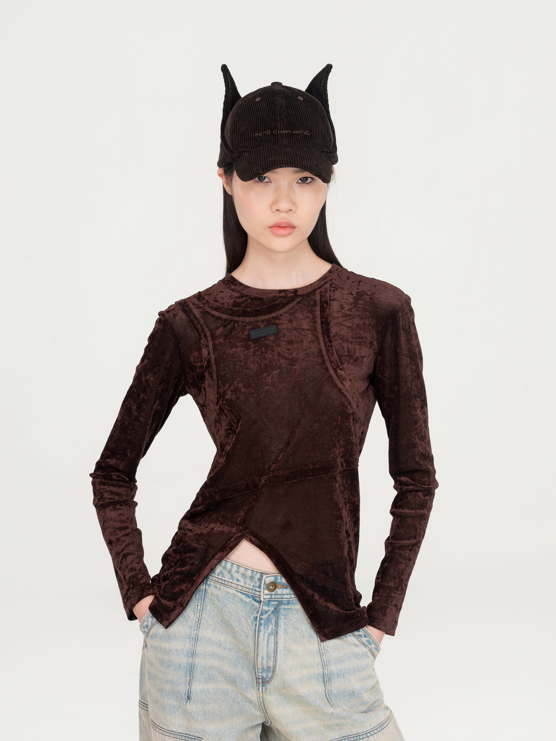BROWN CORDUROY CAT-EAR CAP
