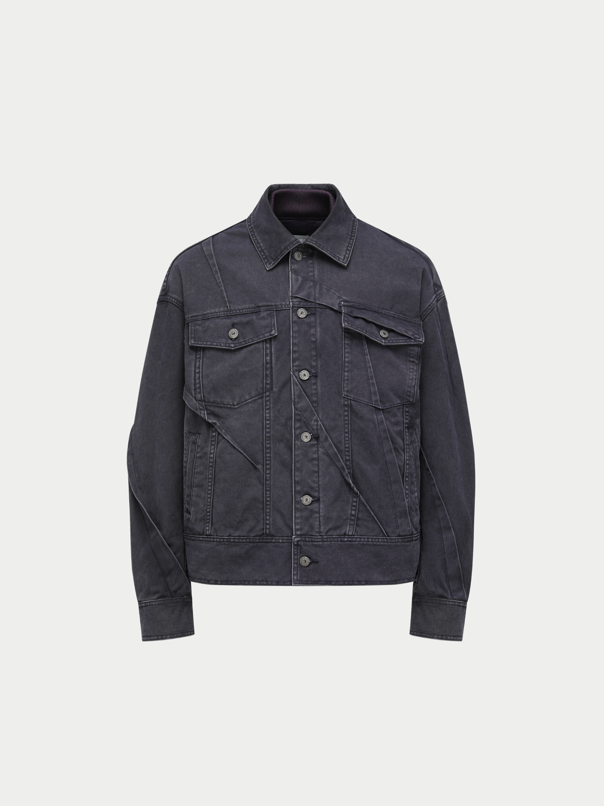 WASHED PLEATED DENIM JACKET