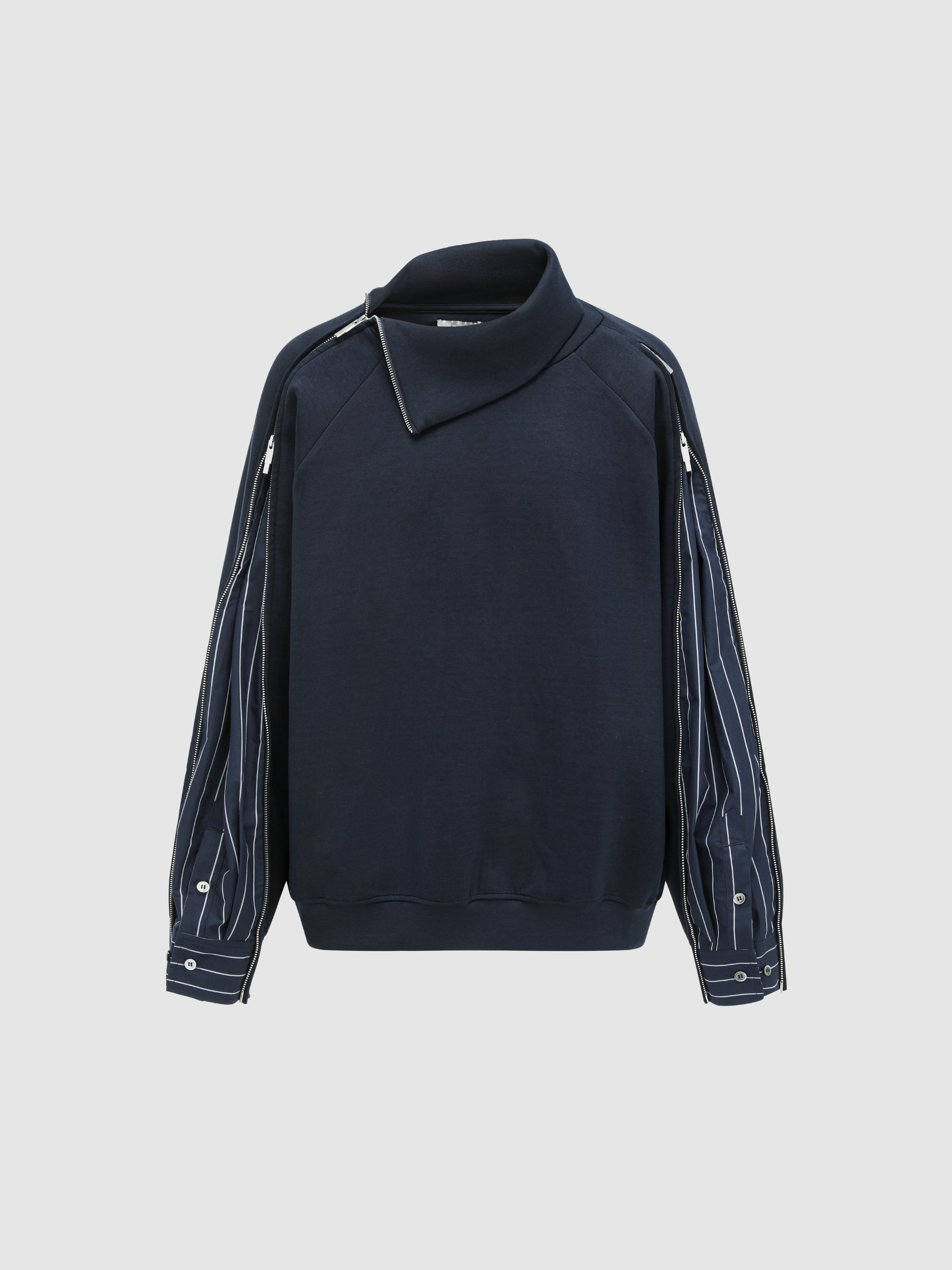 2-in-1 NAVY STRIPED PATCHWORK SWEATSHIRT