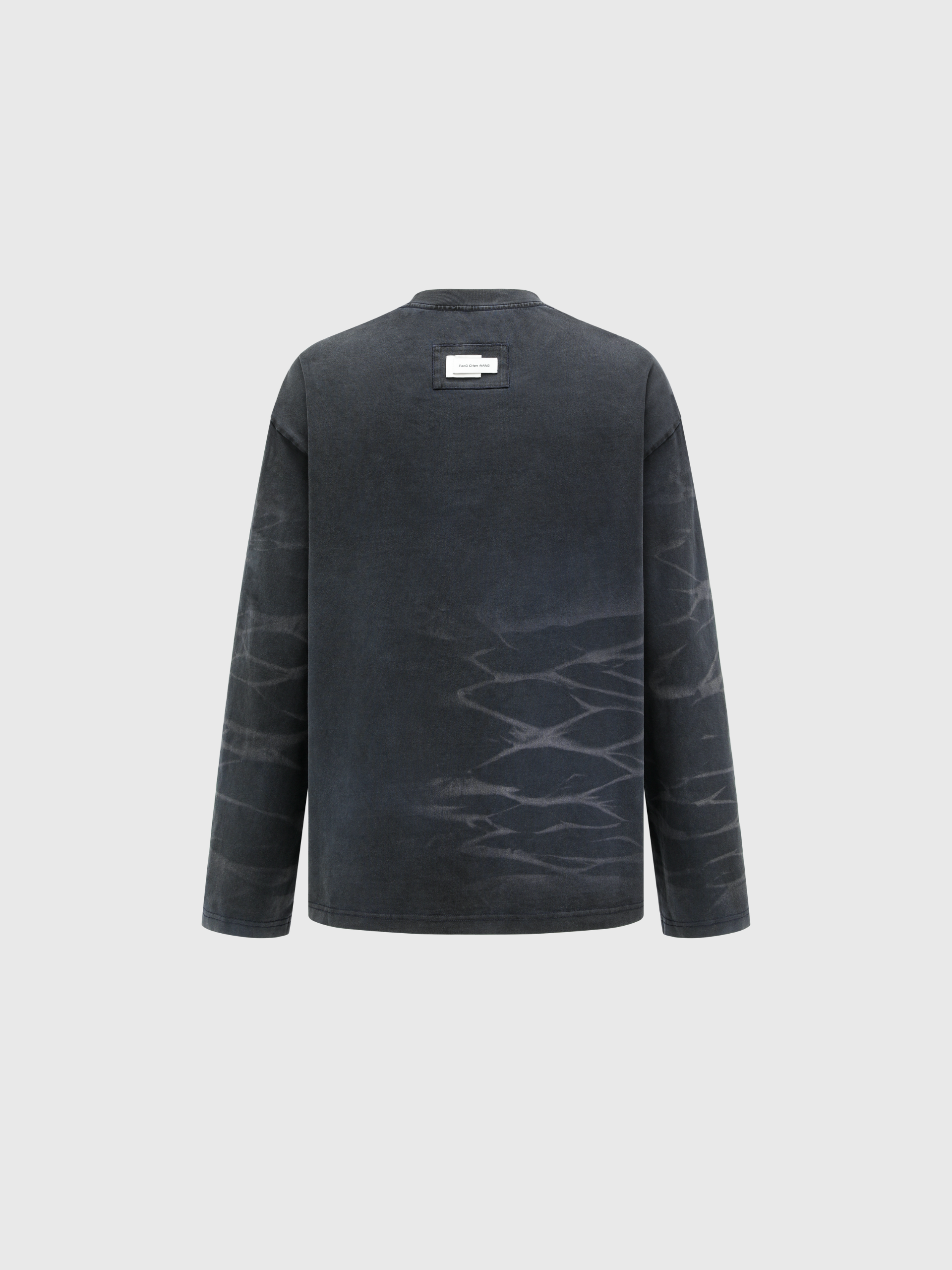 DARK NAVY WASHED BLACK-SPRAY LONG-SLEEVE T-SHIRT