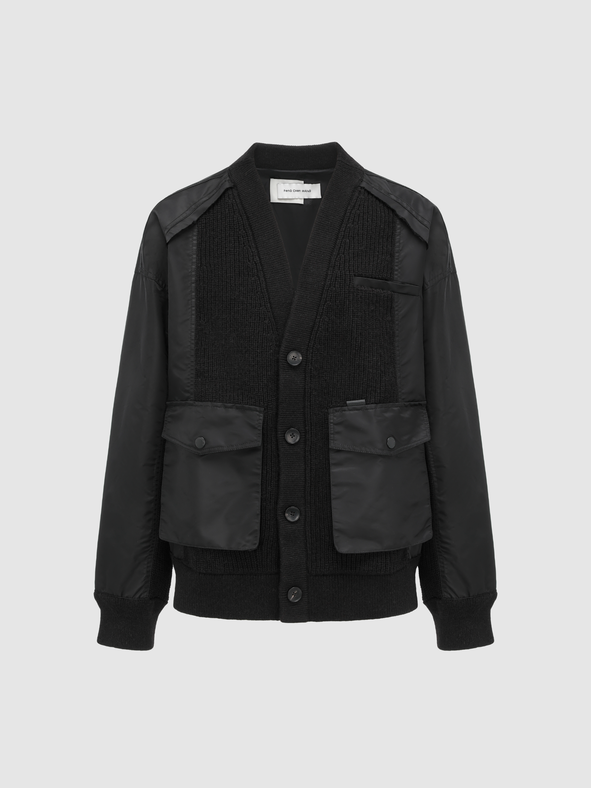 PATCHWORK NYLON UTILITY CARDIGAN