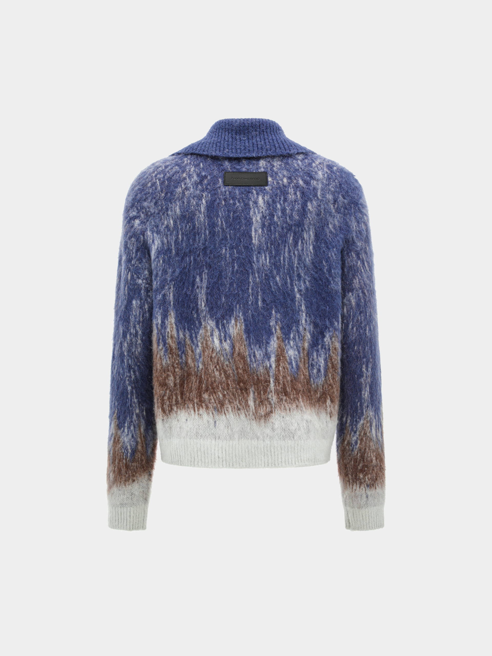 BLUE-TO-BROWN GRADIENT CARDIGAN