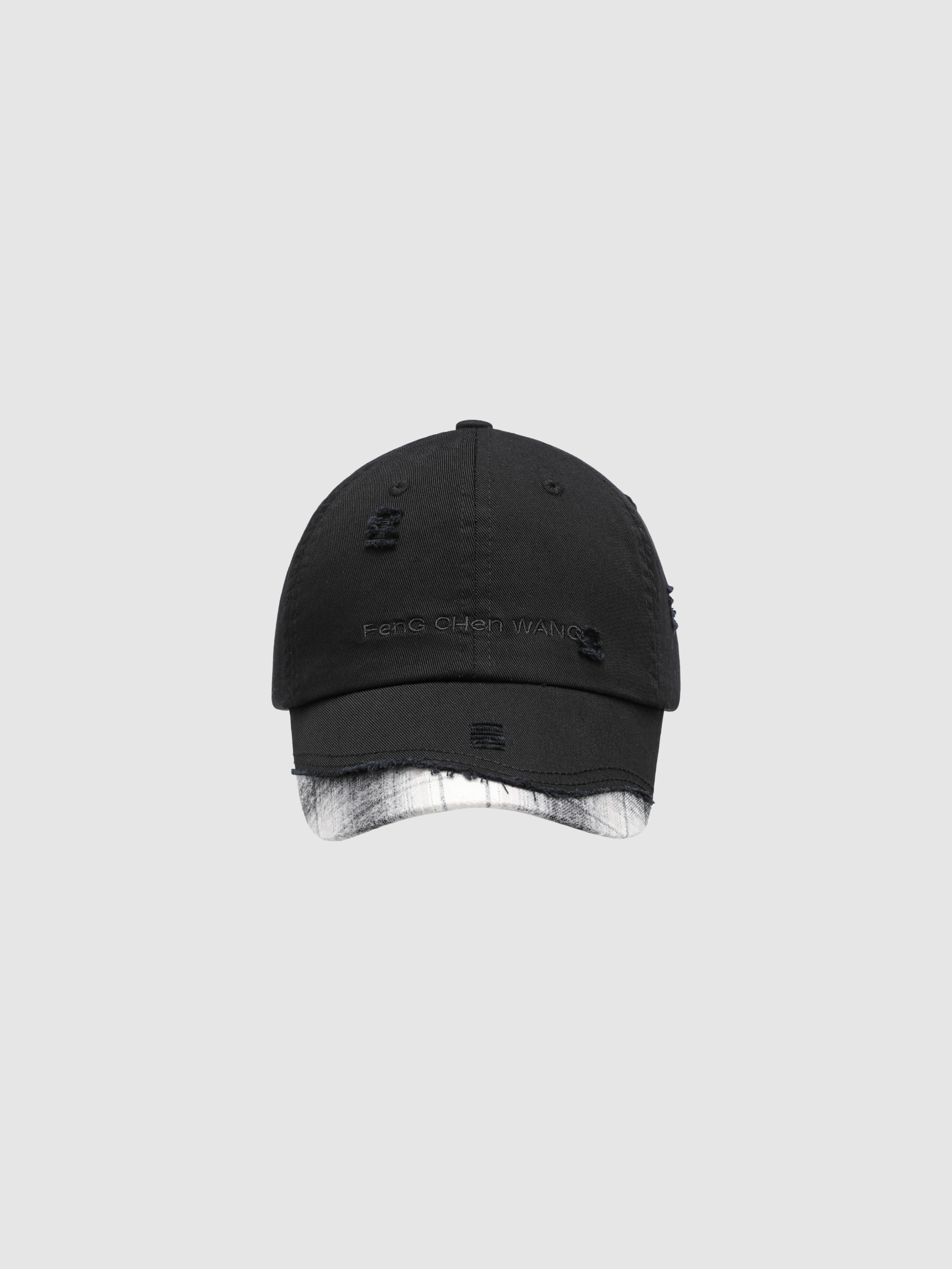 BLACK PLAID-PANEL BASEBALL CAP