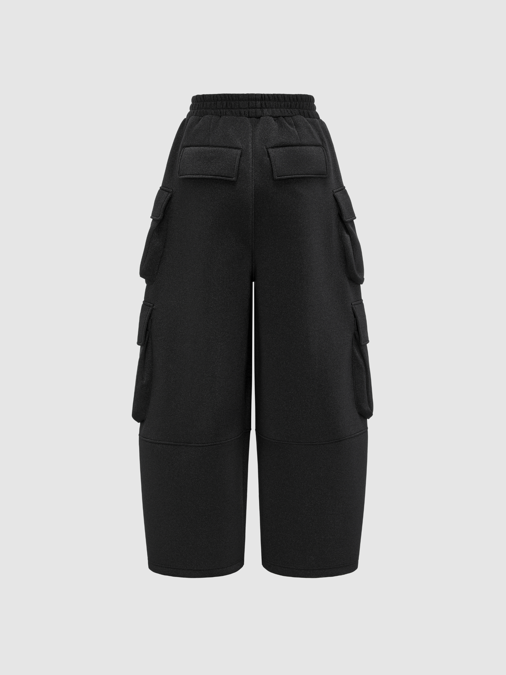 BLACK SUBTLE SHIMMER PANTS WITH 3D POCKETS