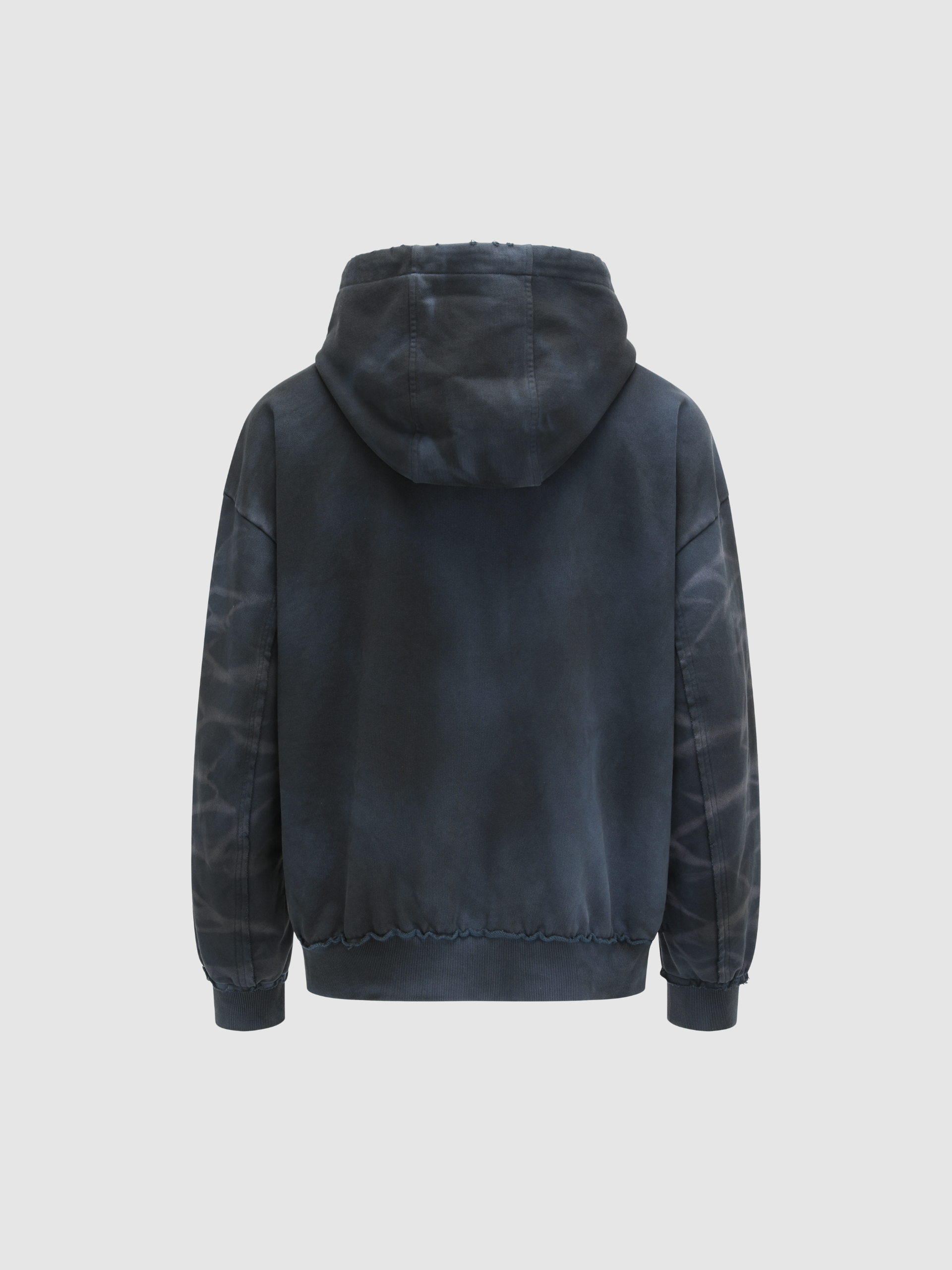 NAVY WASHED ZIP-UP HOODIE