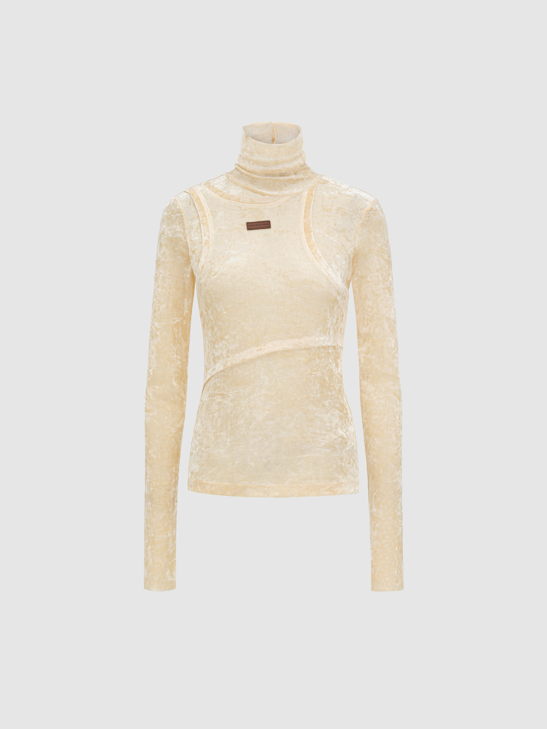 SUEDE TWO-IN-ONE HIGH NECK TOP