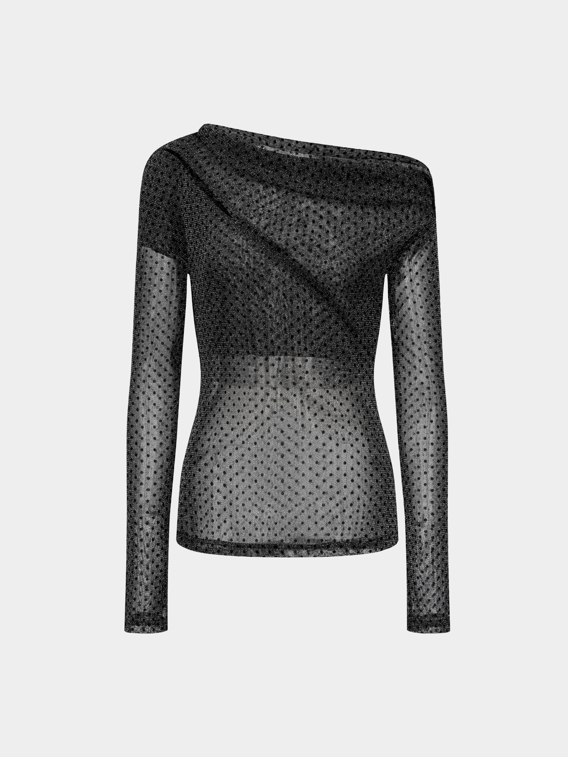 BLACK POLKA DOT ONE-SHOULDER BASE TOP