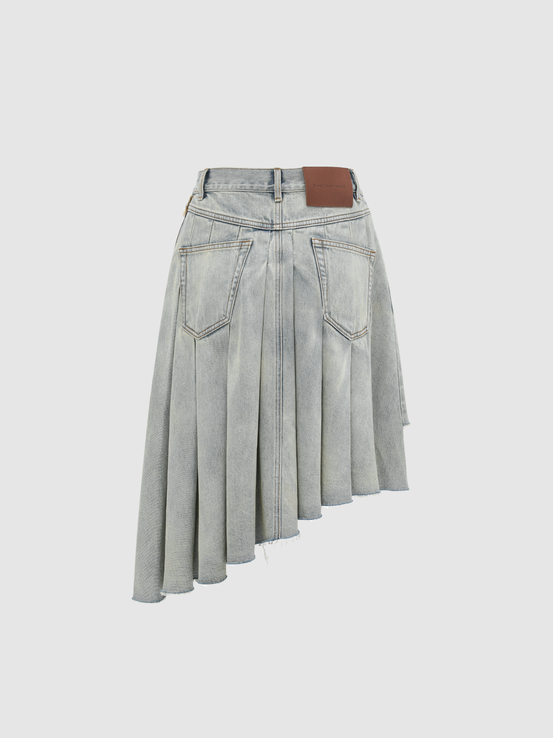 DECONSTRUCTED DENIM & PLAID WRAP SKIRT