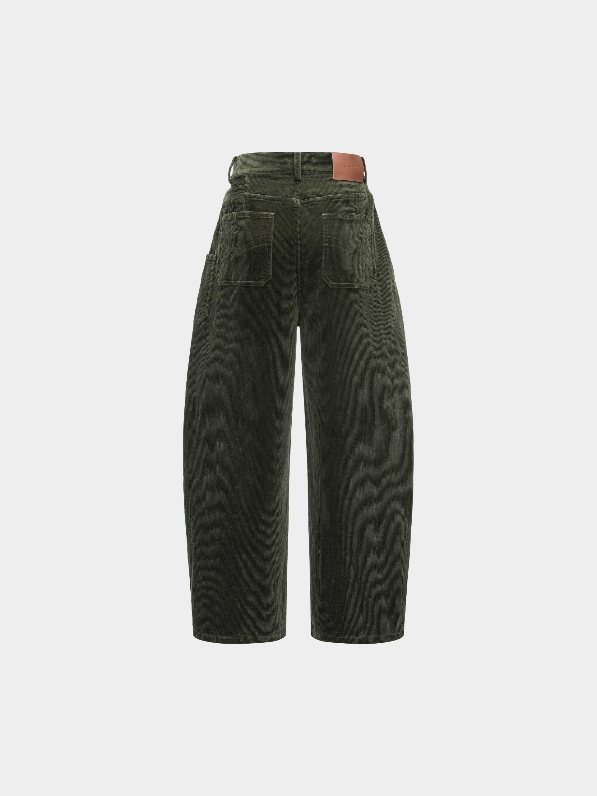 GREEN WASHED CORDUROY DECONSTRUCTED PANTS