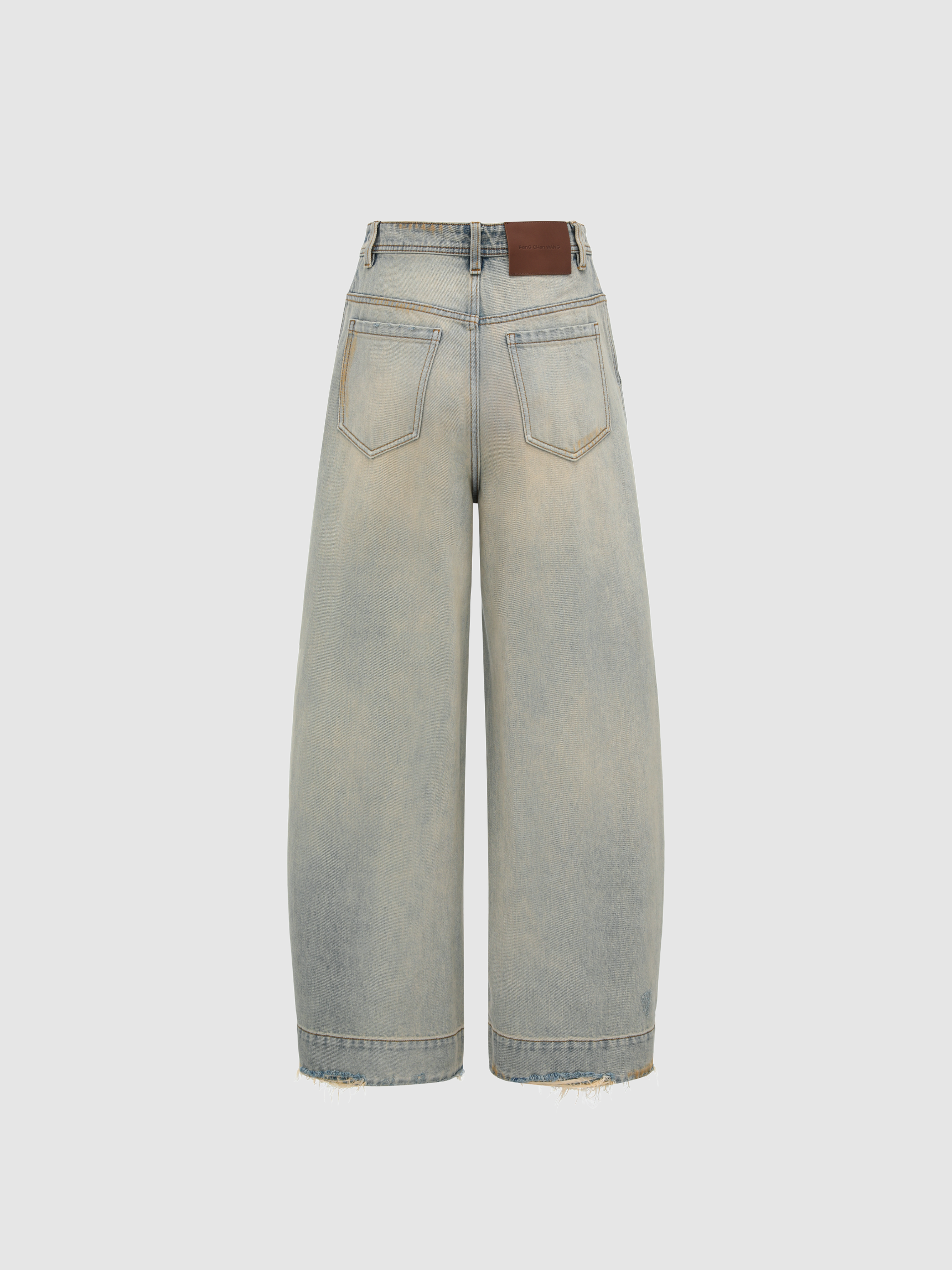VINTAGE WASHED DENIM DECONSTRUCTED JEANS