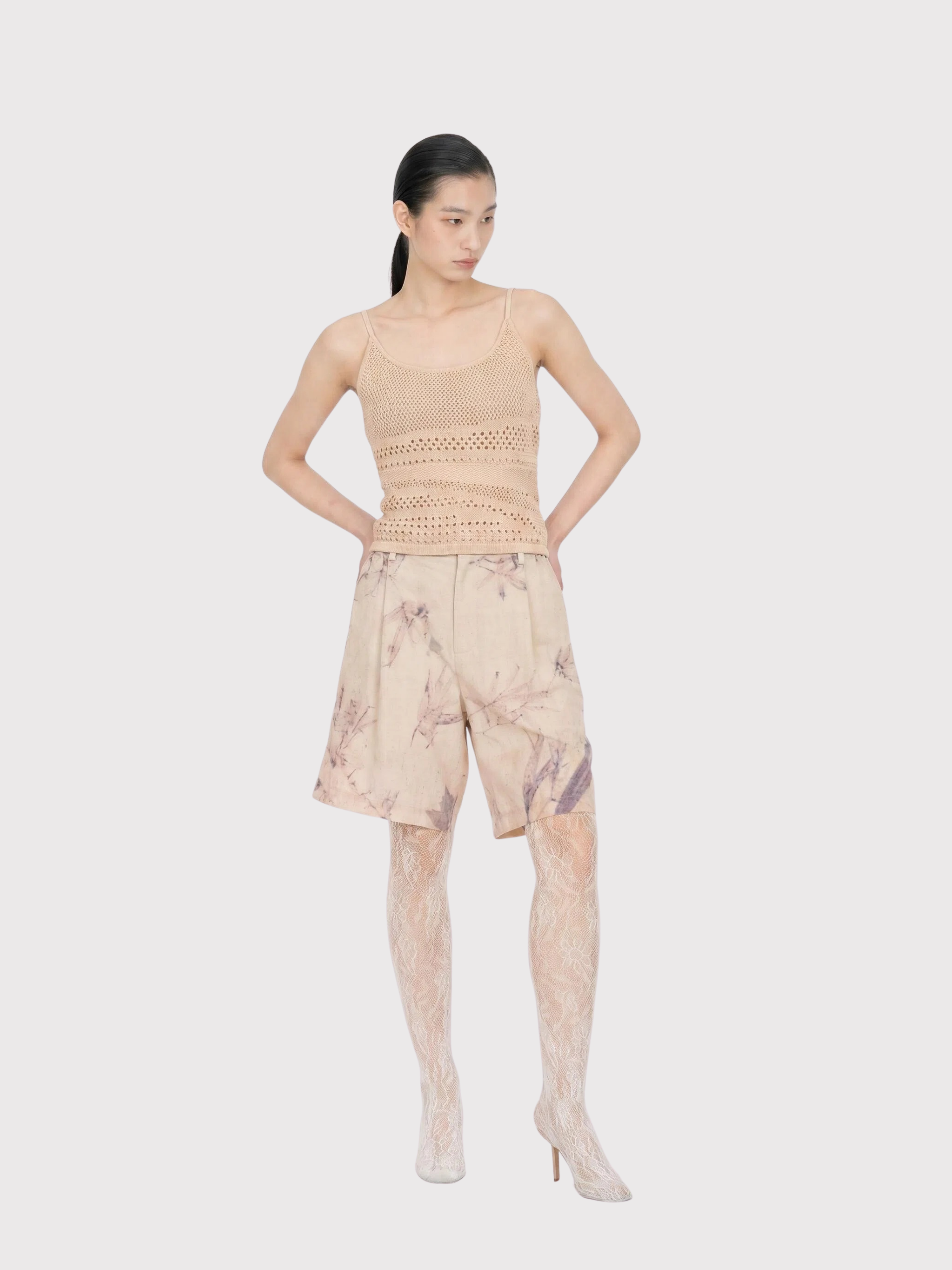 BAMBOO-WEAVE INSPIRED MULTI-KNIT TIE-BACK VEST - Feng Chen Wang