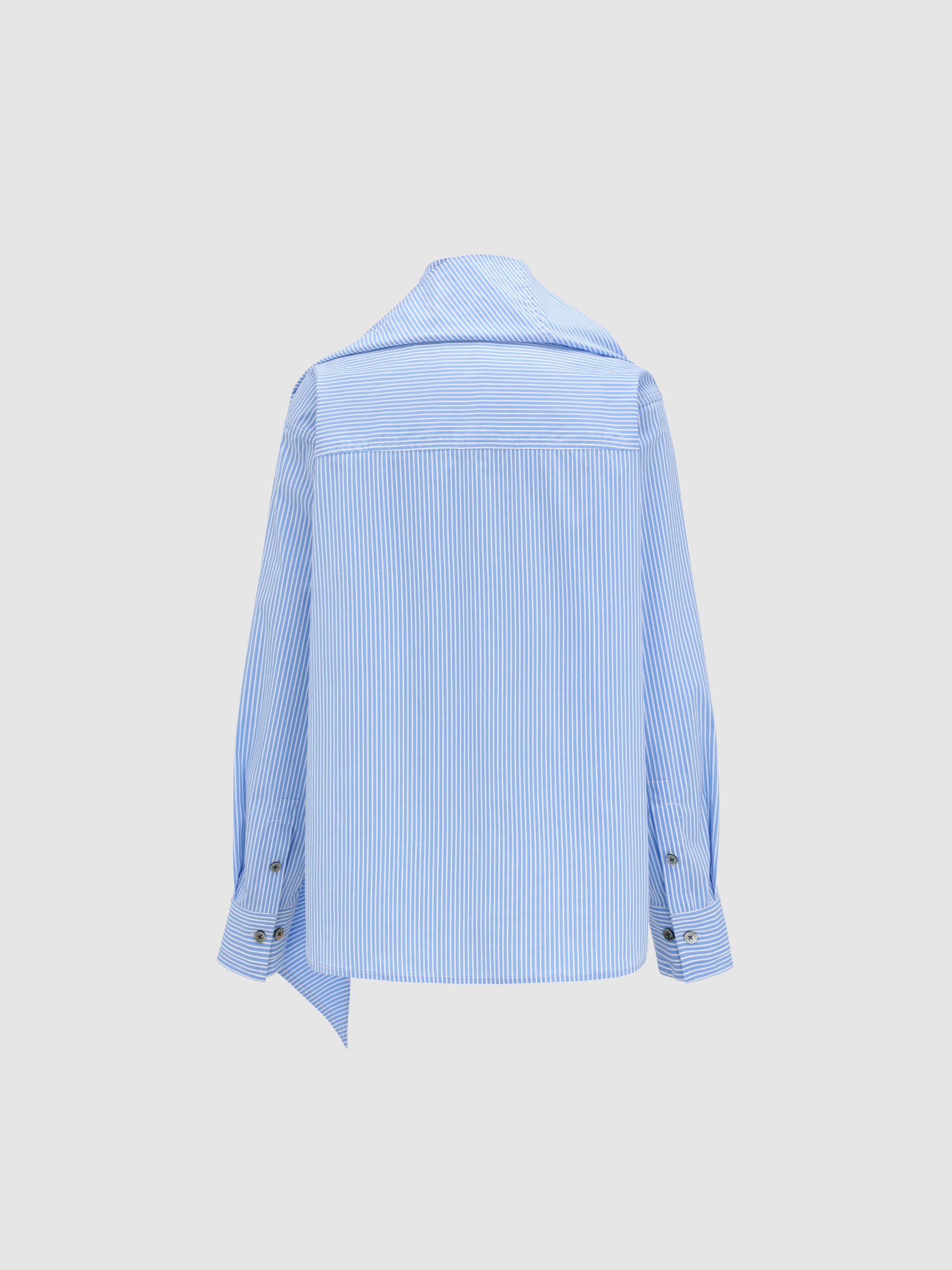 BLUE DRAPED BLOUSE WITH SCARF