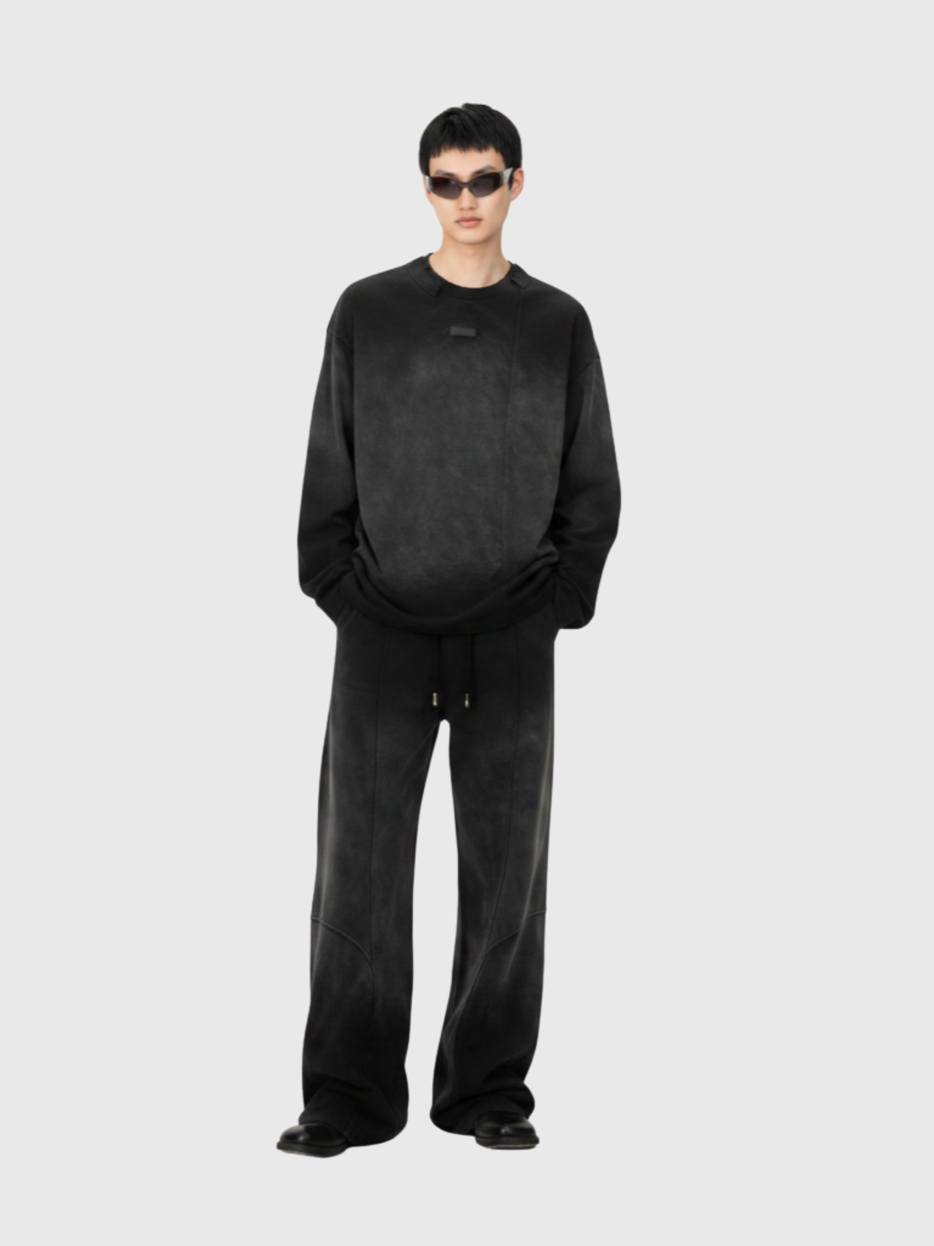 BLACK-GREY WASHED DYED PANTS