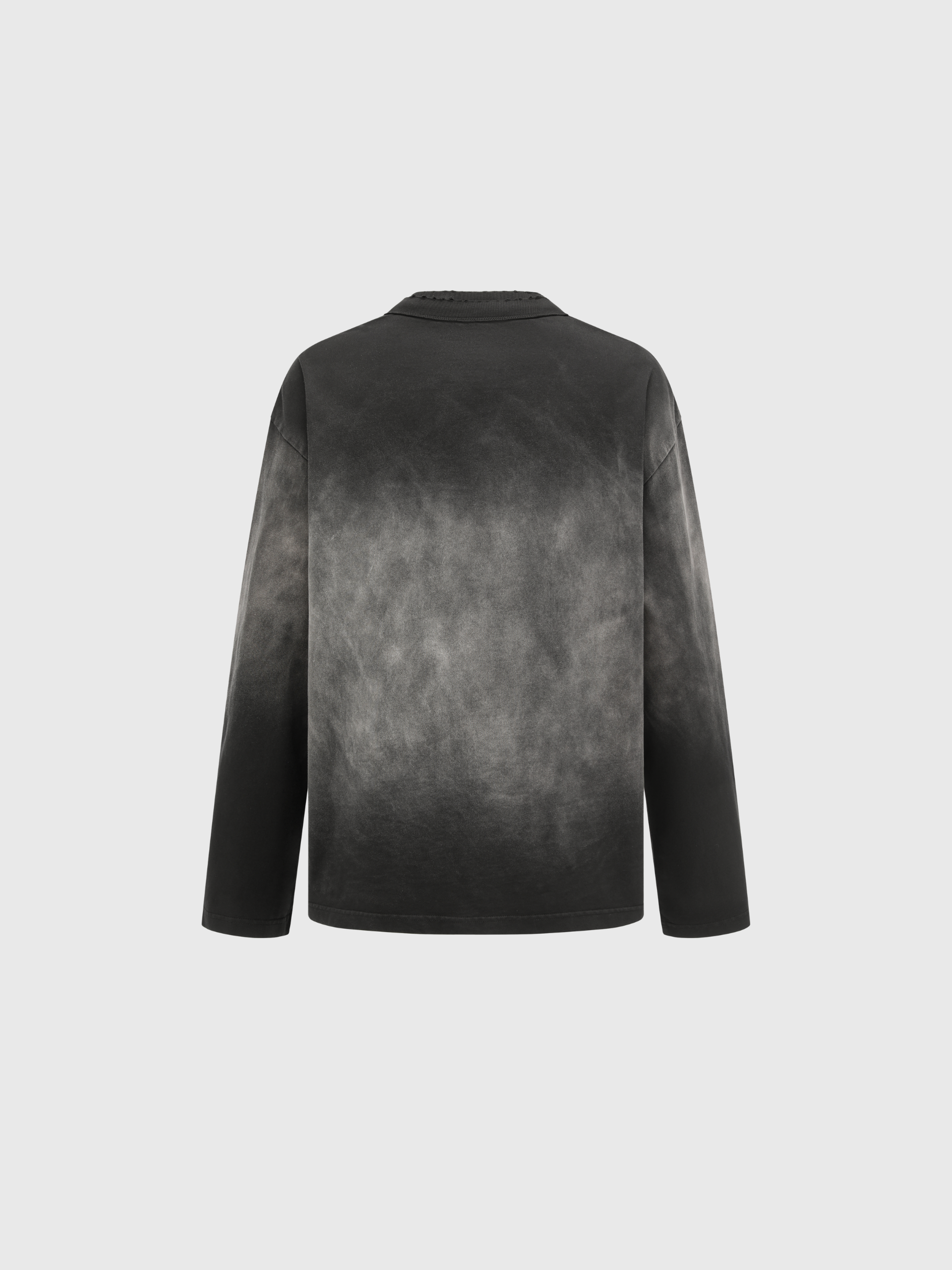 BLACK-GREY GRADIENT WASHED LONG-SLEEVE T-SHIRT