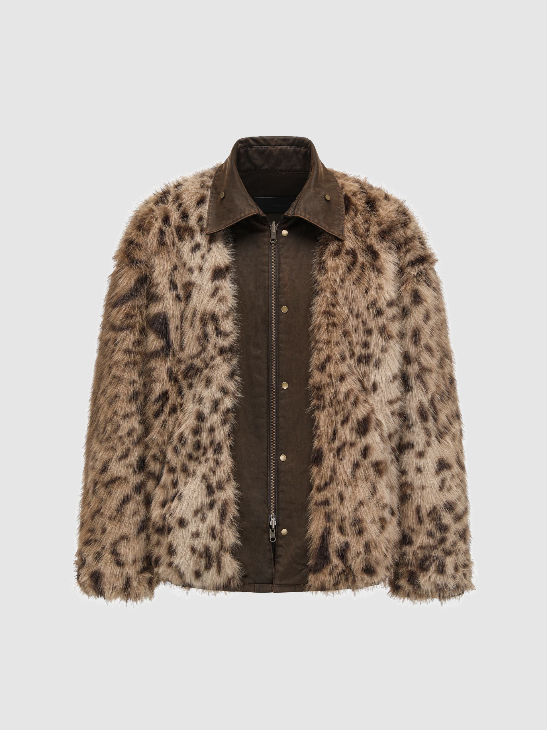 REVERSIBLE WASHED COTTON JACKET WITH LEOPARD-PRINT LINING