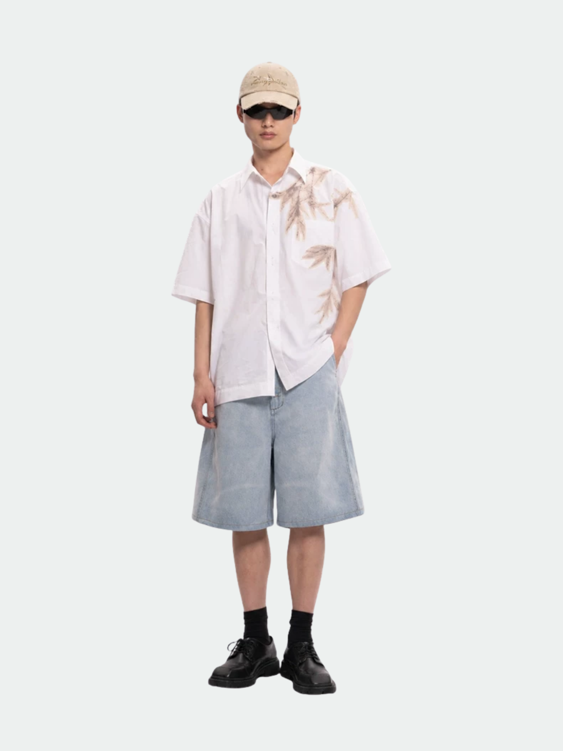 BAMBOO HAND APPLIQUED SHORT SLEEVE SHIRT - Feng Chen Wang