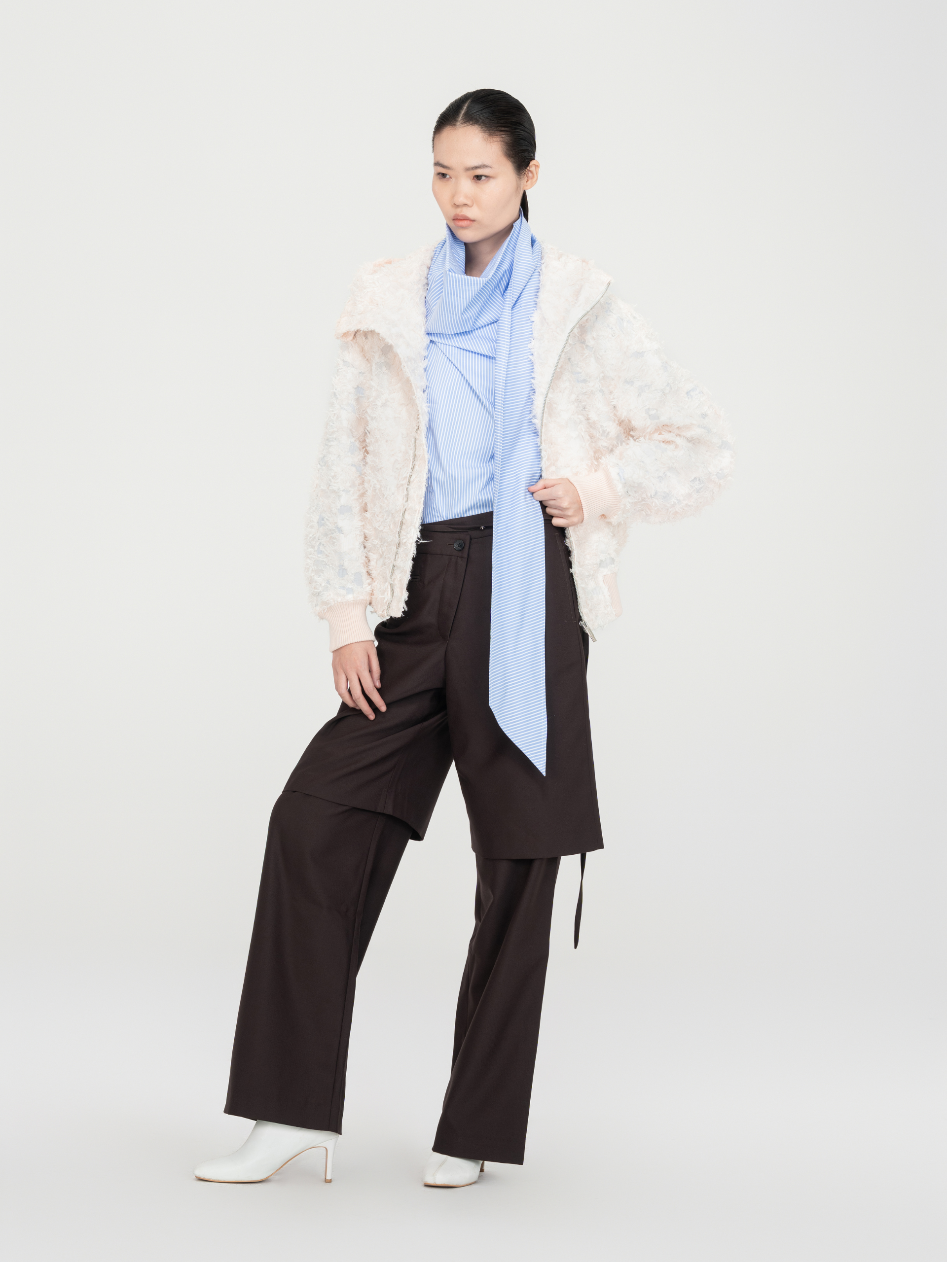SOFT PINK TEXTURED JACQUARD JACKET - Feng Chen Wang