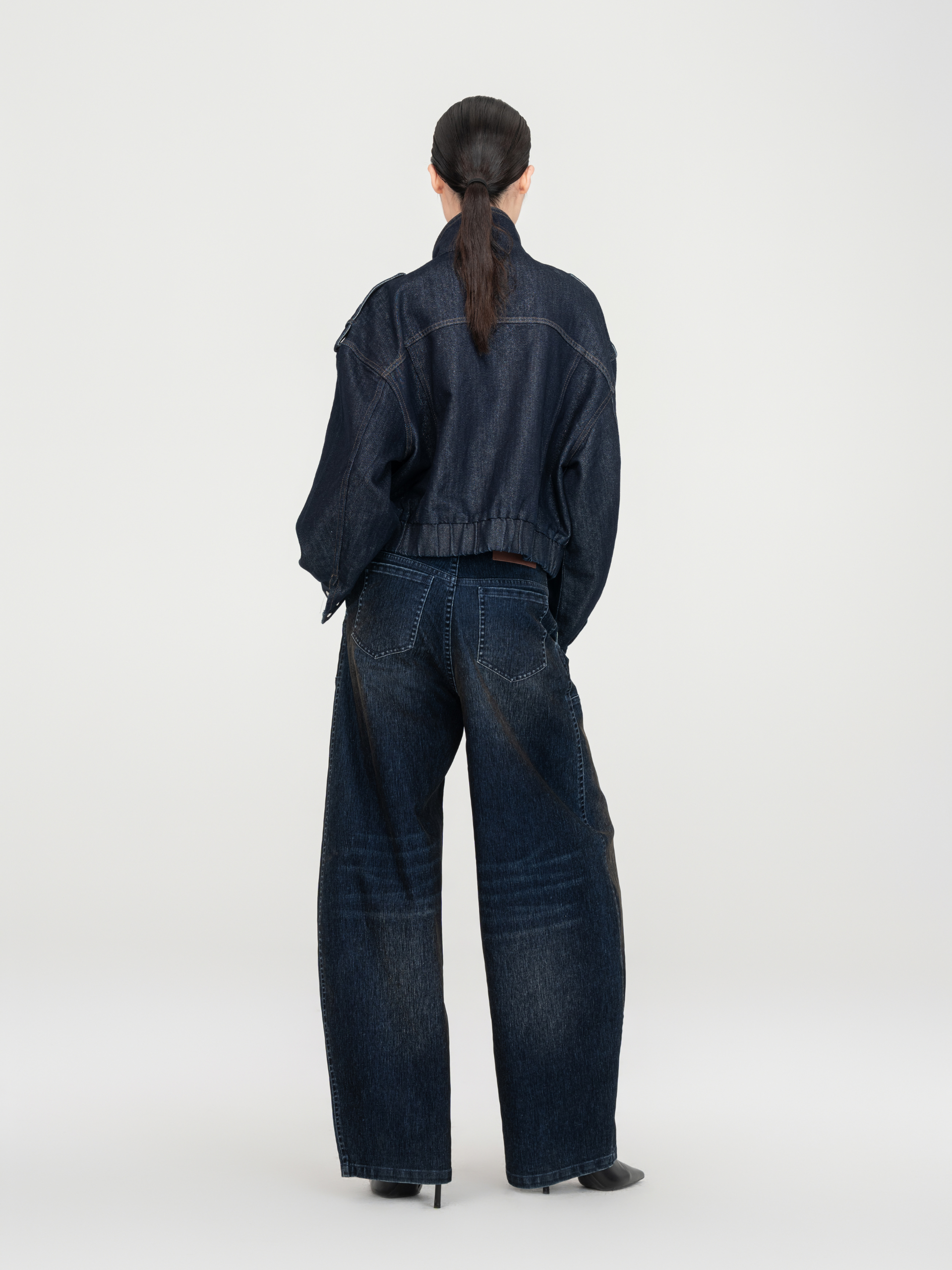 NAVY FLOCKED JEANS