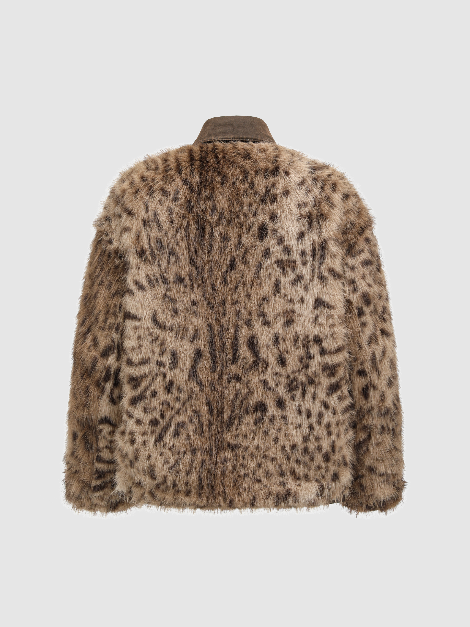 REVERSIBLE WASHED COTTON JACKET WITH LEOPARD-PRINT LINING