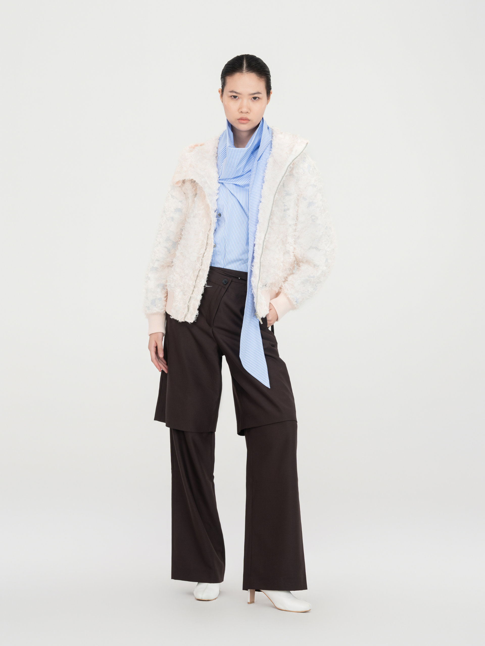 SOFT PINK TEXTURED JACQUARD JACKET - Feng Chen Wang