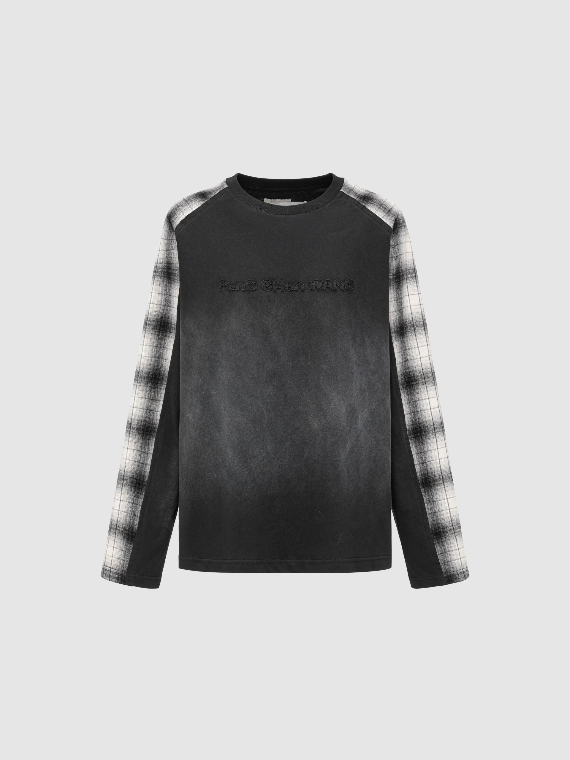 GRADIENT WASHED PATCHWORK LONG-SLEEVE T-SHIRT