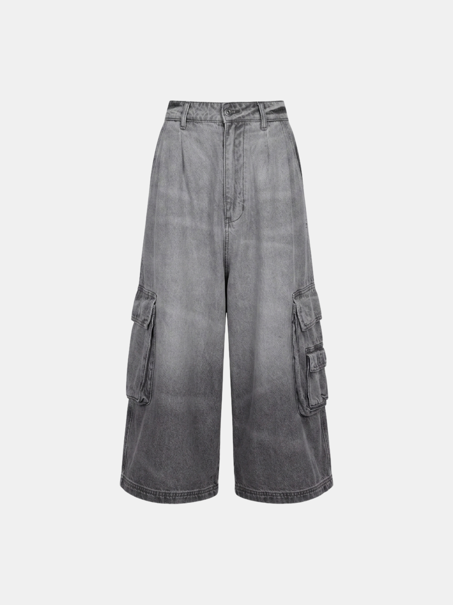 OVERSIZED MID LENGTH DENIM CARGO TROUSER