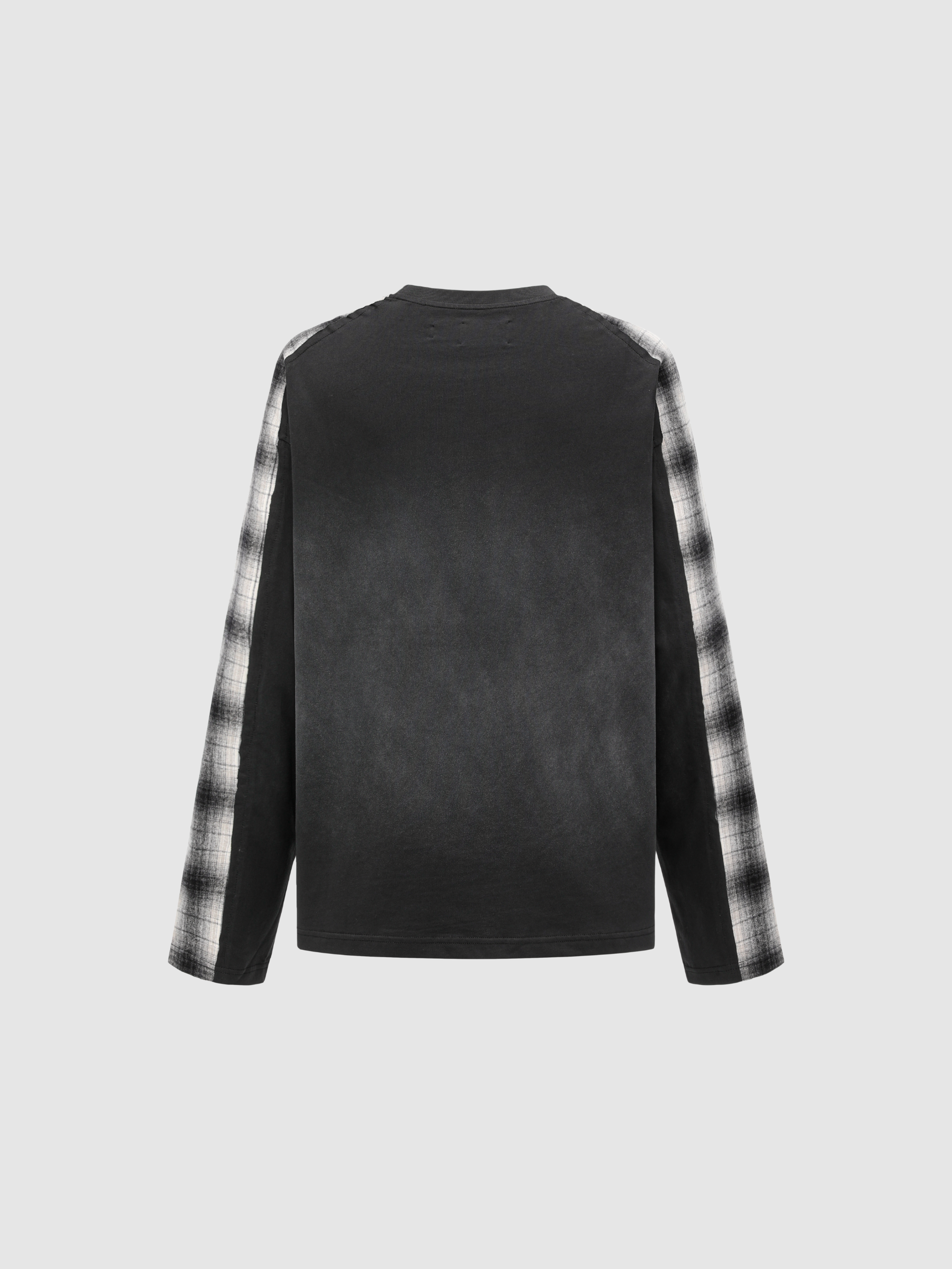 GRADIENT WASHED PATCHWORK LONG-SLEEVE T-SHIRT