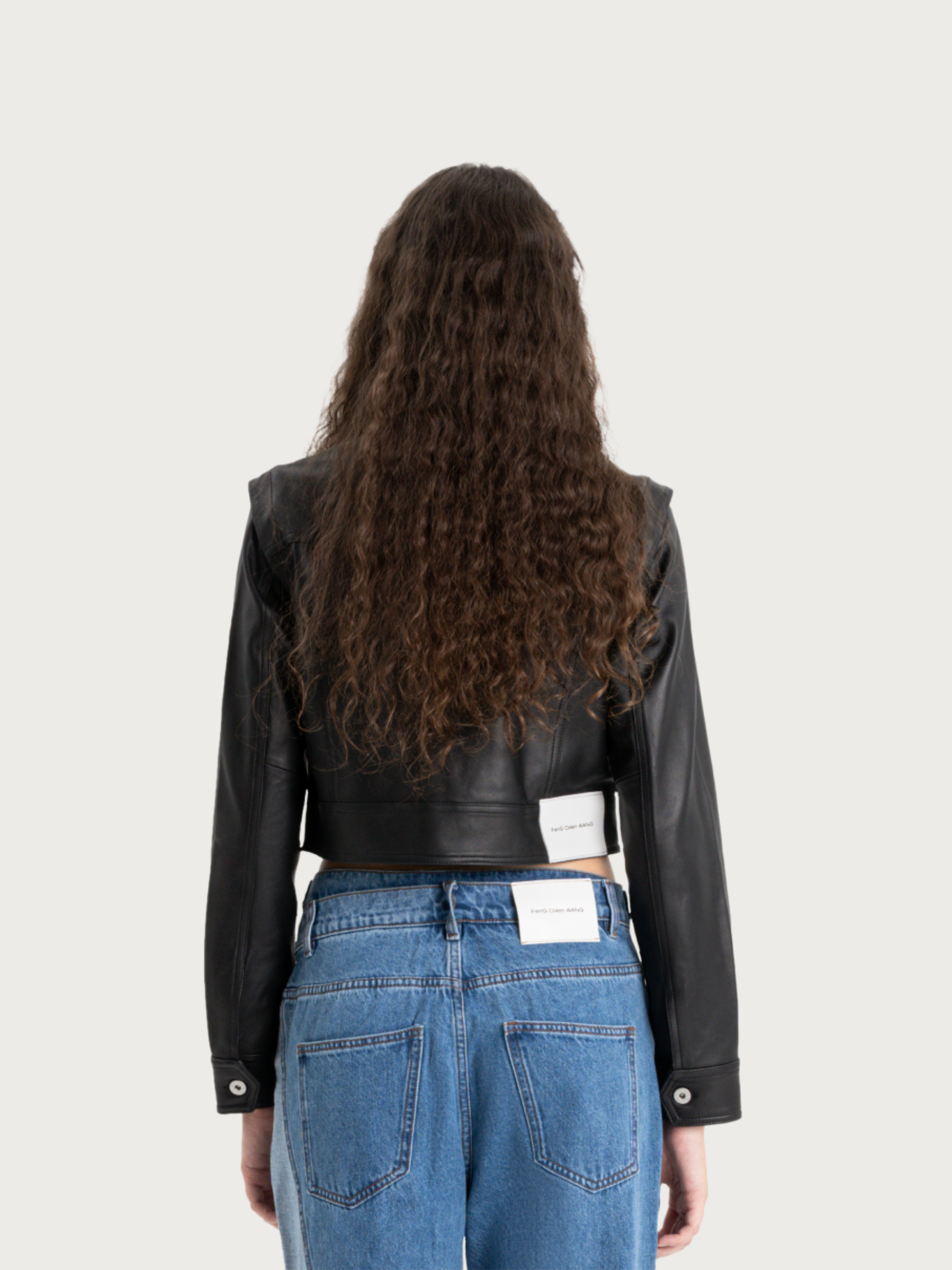 DECONSTRUCTED PADDED-SHOULDER LAMBSKIN JACKET