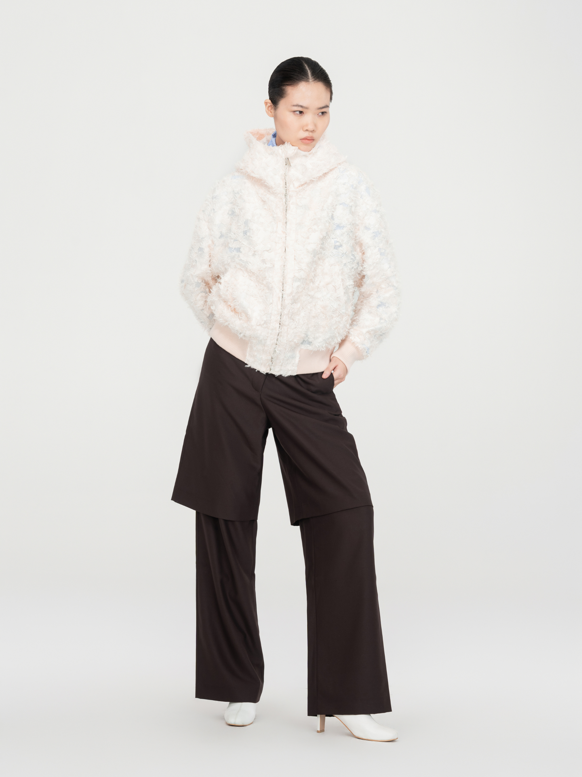 SOFT PINK TEXTURED JACQUARD JACKET - Feng Chen Wang