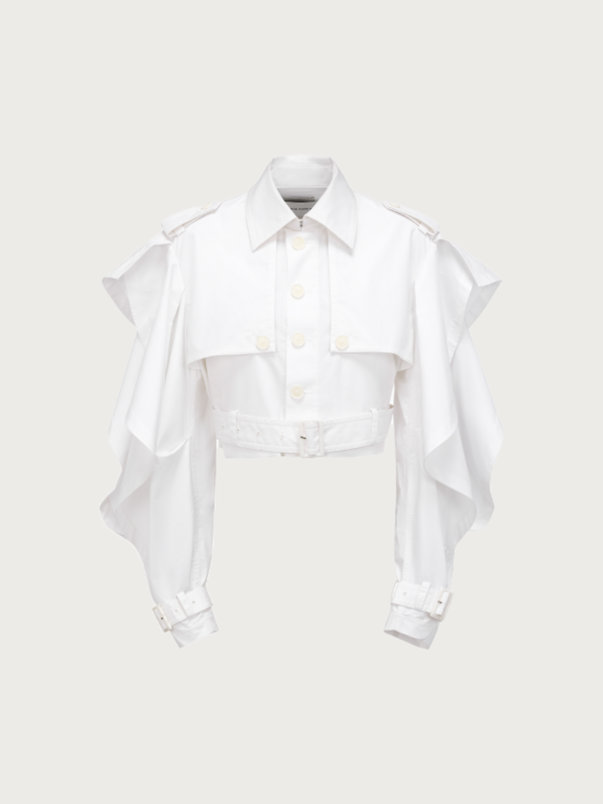COTTON SHIRTING DRAPED BELL-SLEEVE JACKET