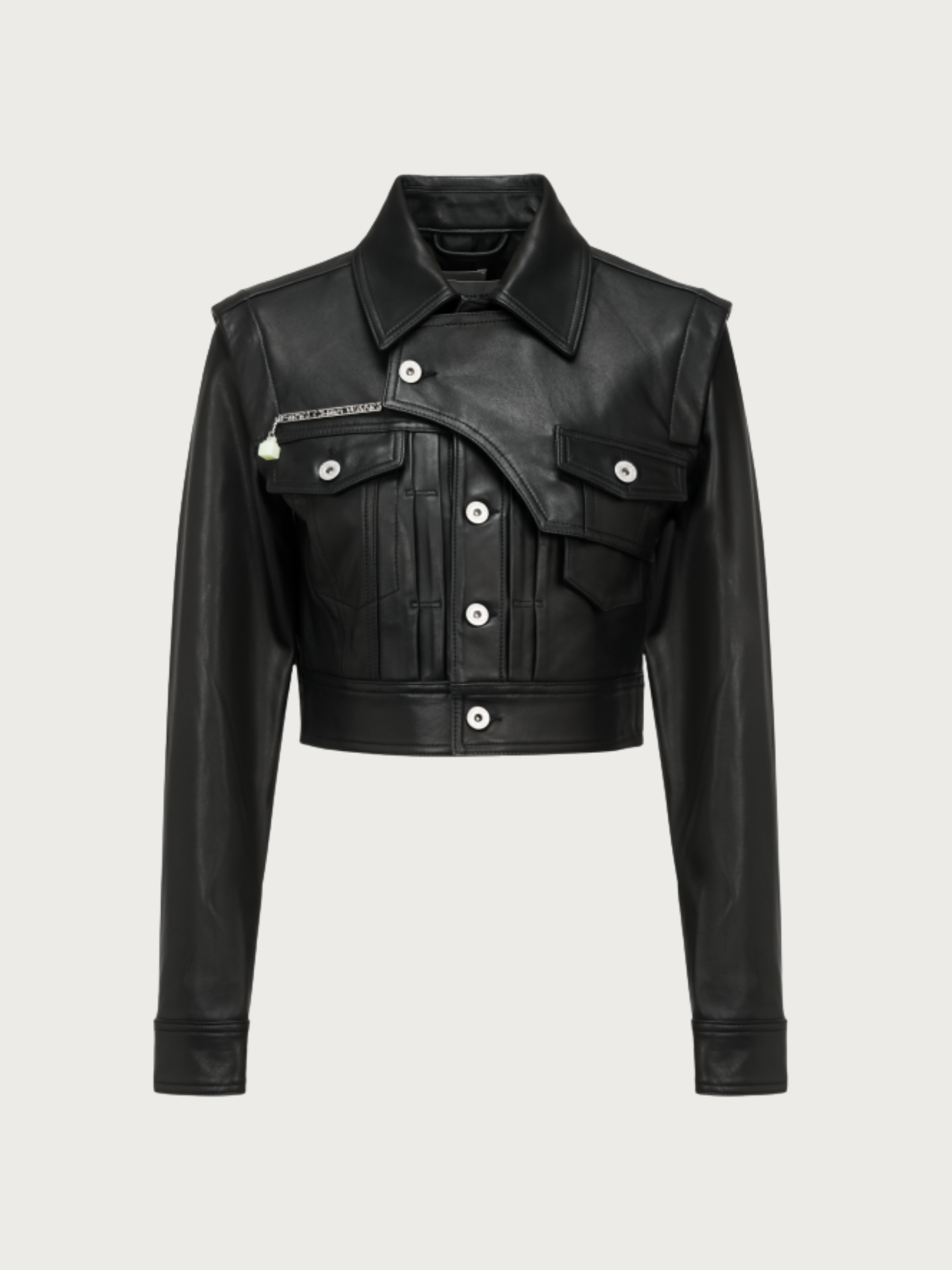 DECONSTRUCTED PADDED-SHOULDER LAMBSKIN JACKET