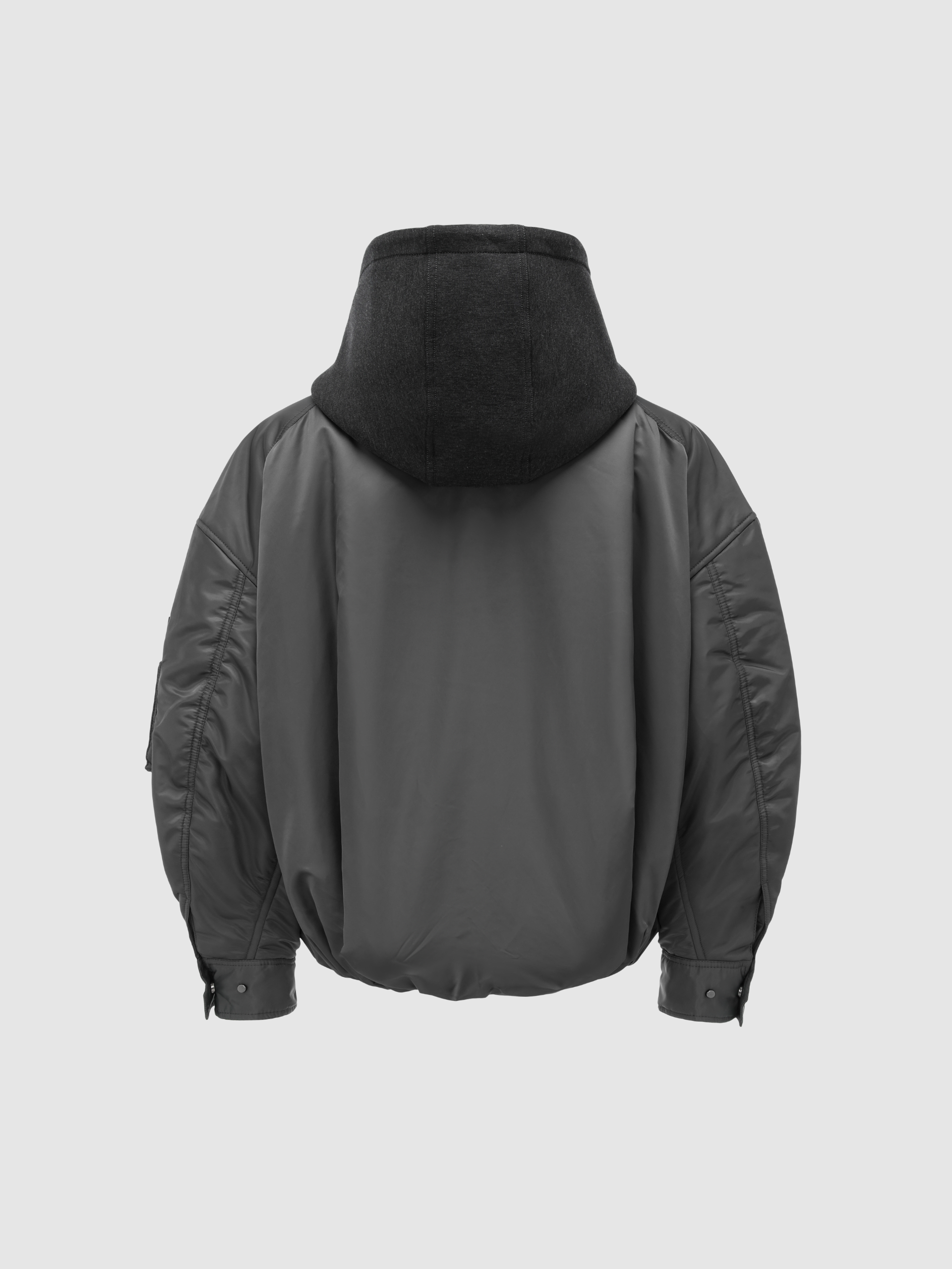 GREY TWO-IN-ONE NYLON PADDED JACKET - Feng Chen Wang