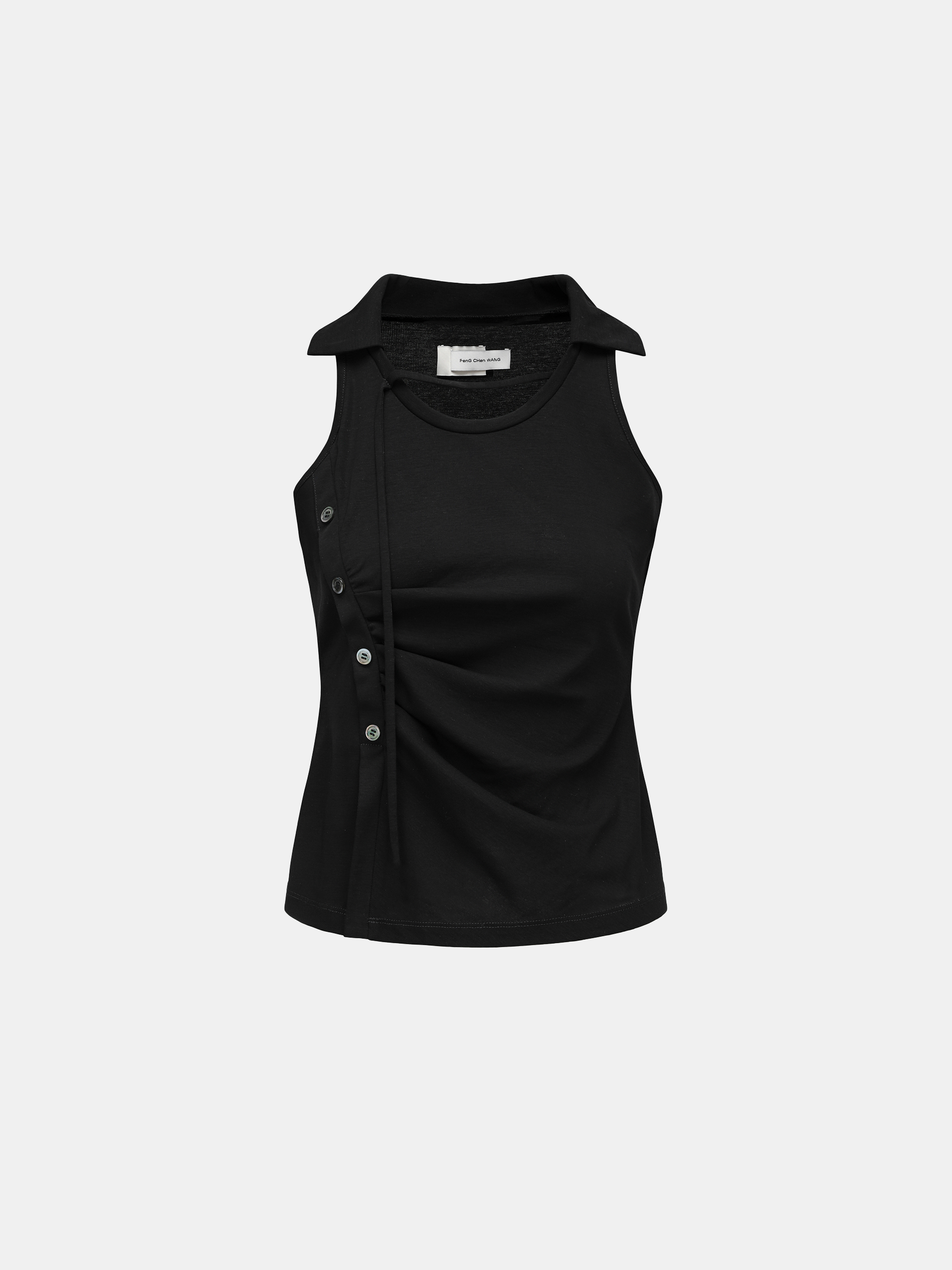 PLEATED POLO TOP - Feng Chen Wang