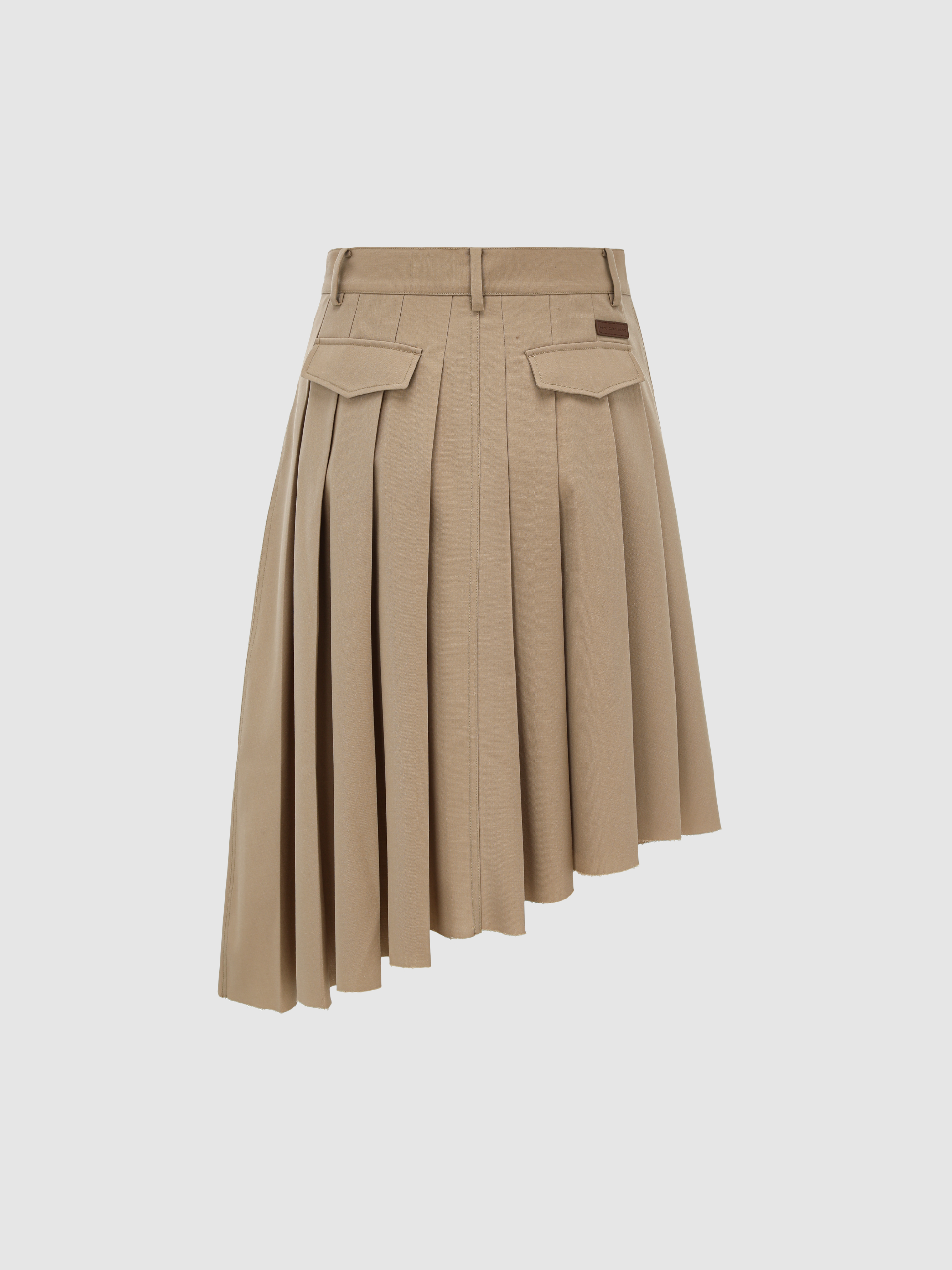 KHAKI WRAP MIDI SKIRT