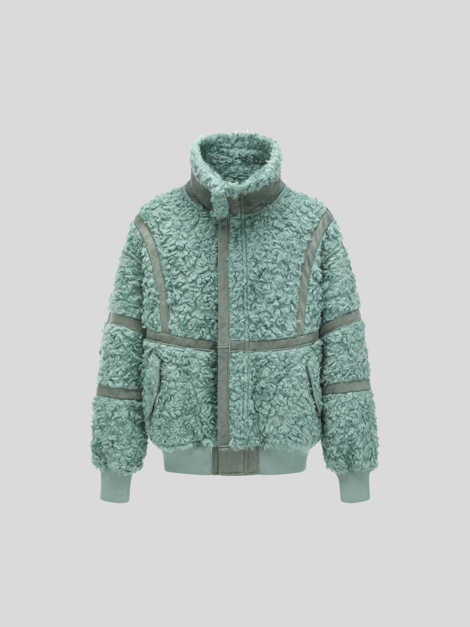 FAUX SHEARLING STAND-COLLAR JACKET