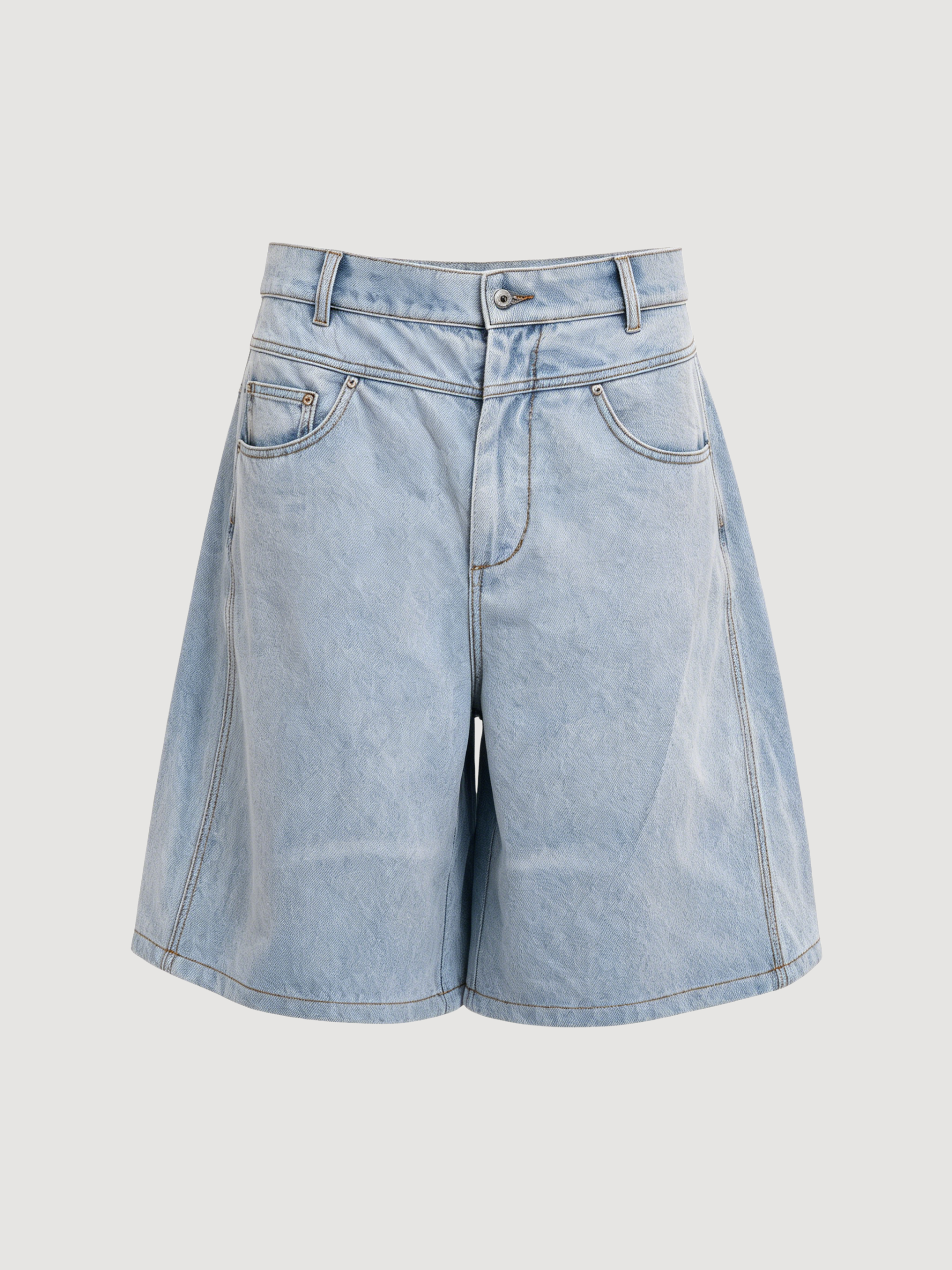 BLUE DENIM MEDIUM SHORTS - Feng Chen Wang