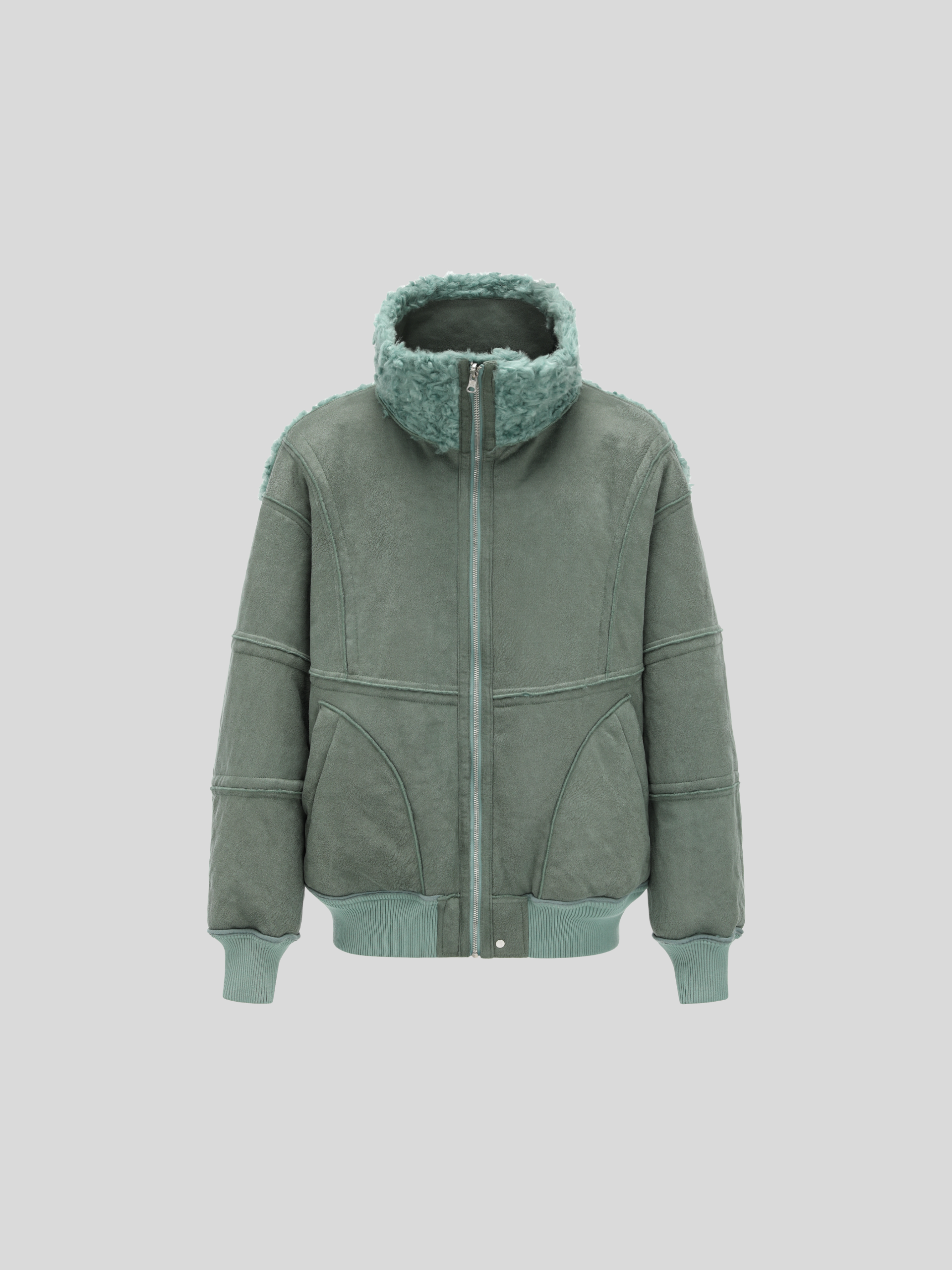 FAUX SHEARLING STAND-COLLAR JACKET