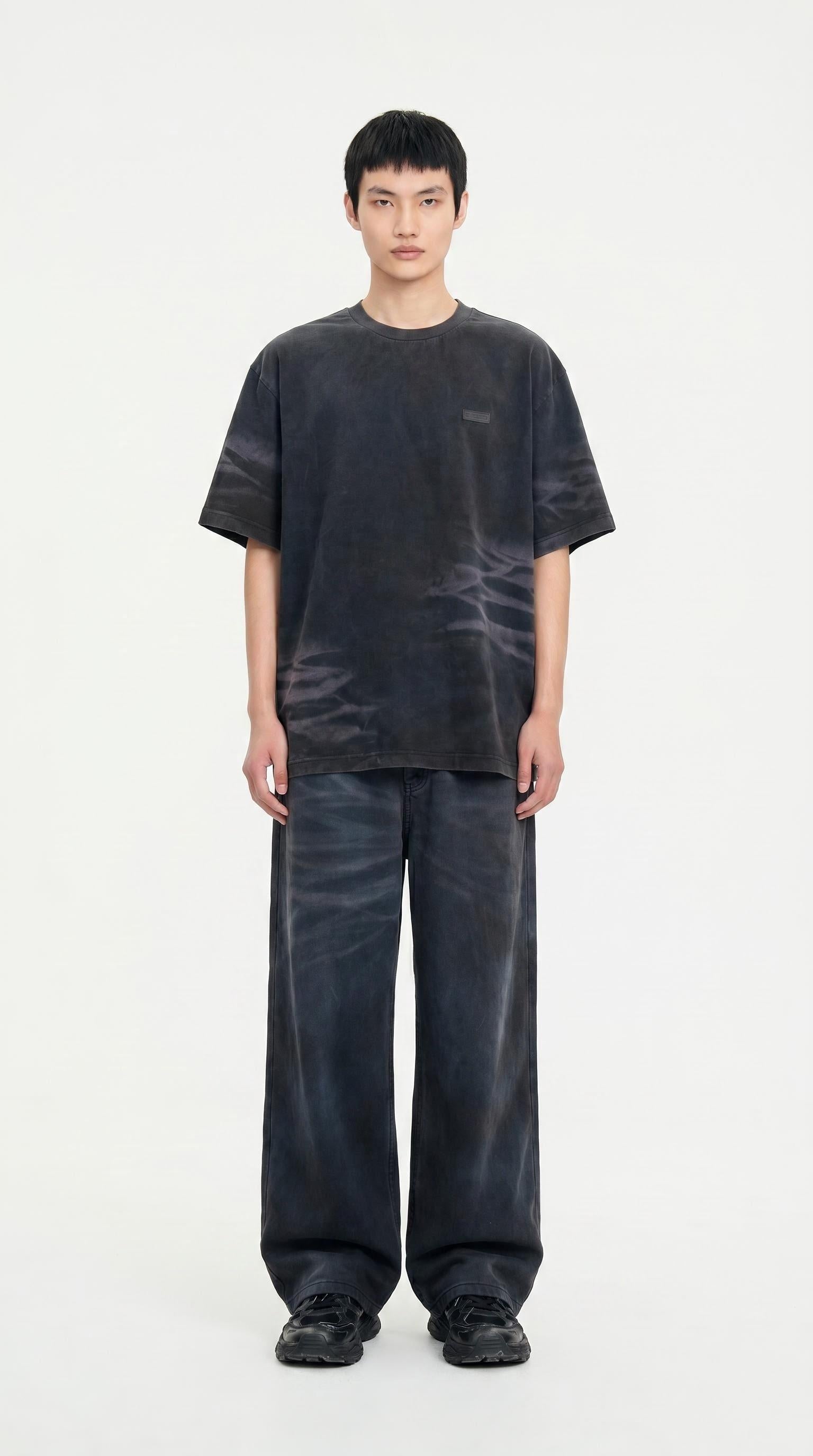 DARK NAVY WASHED SPRAY-DYED PANTS