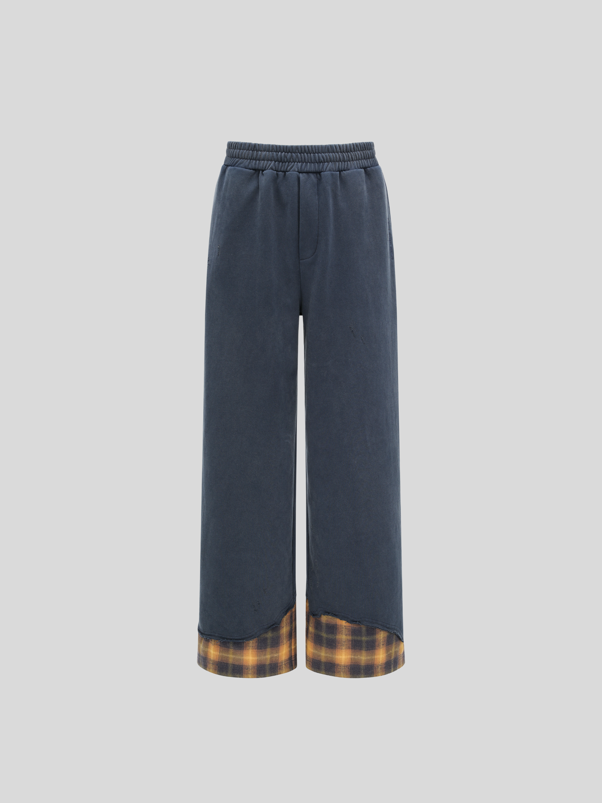 NAVY PLAID-PANEL PANTS