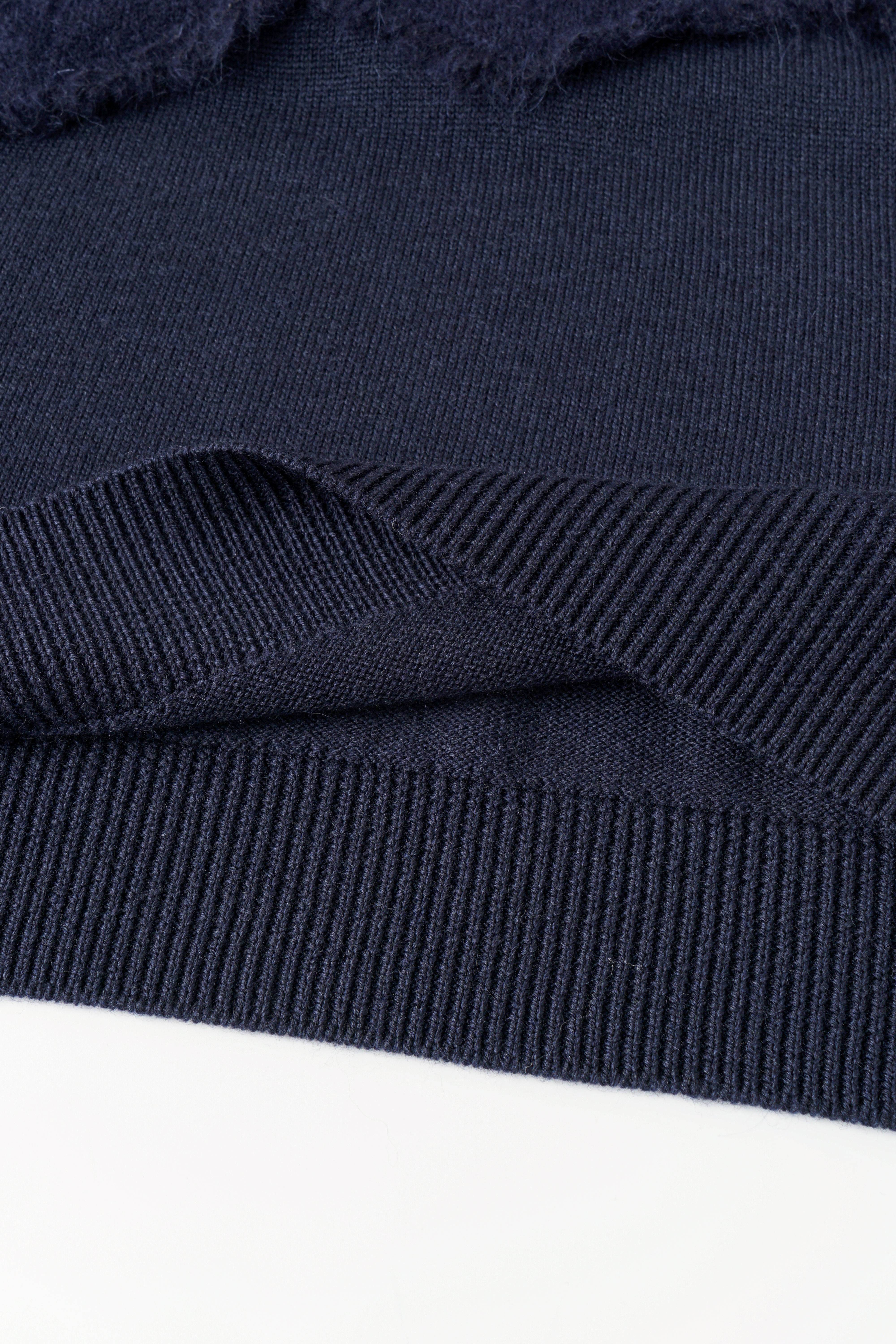 CABLE-KNIT POLO SHIRT WITH RAW HEM AND PATCHWORK
