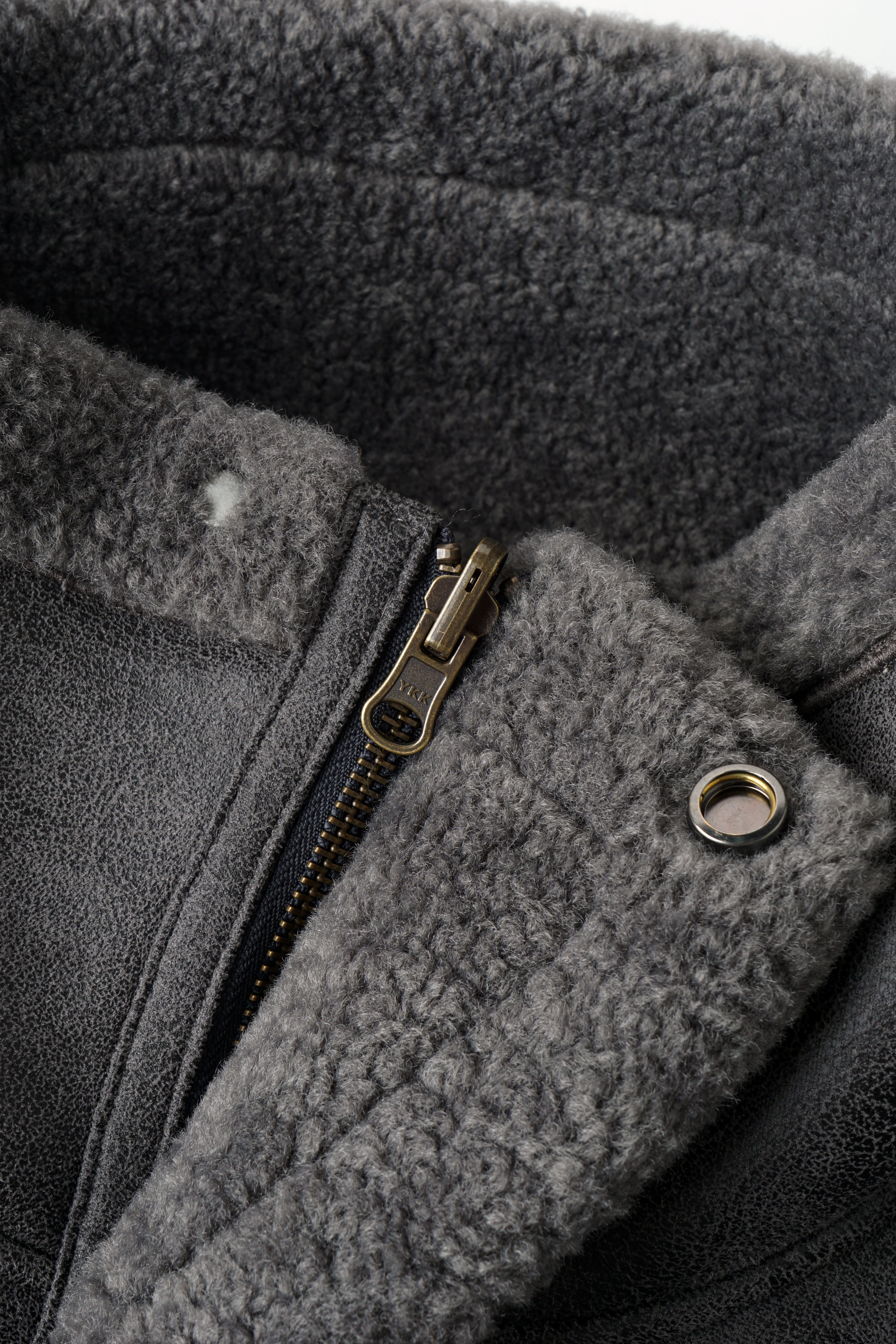 REVERSIBLE FAUX SHEARLING STAND-COLLAR JACKET