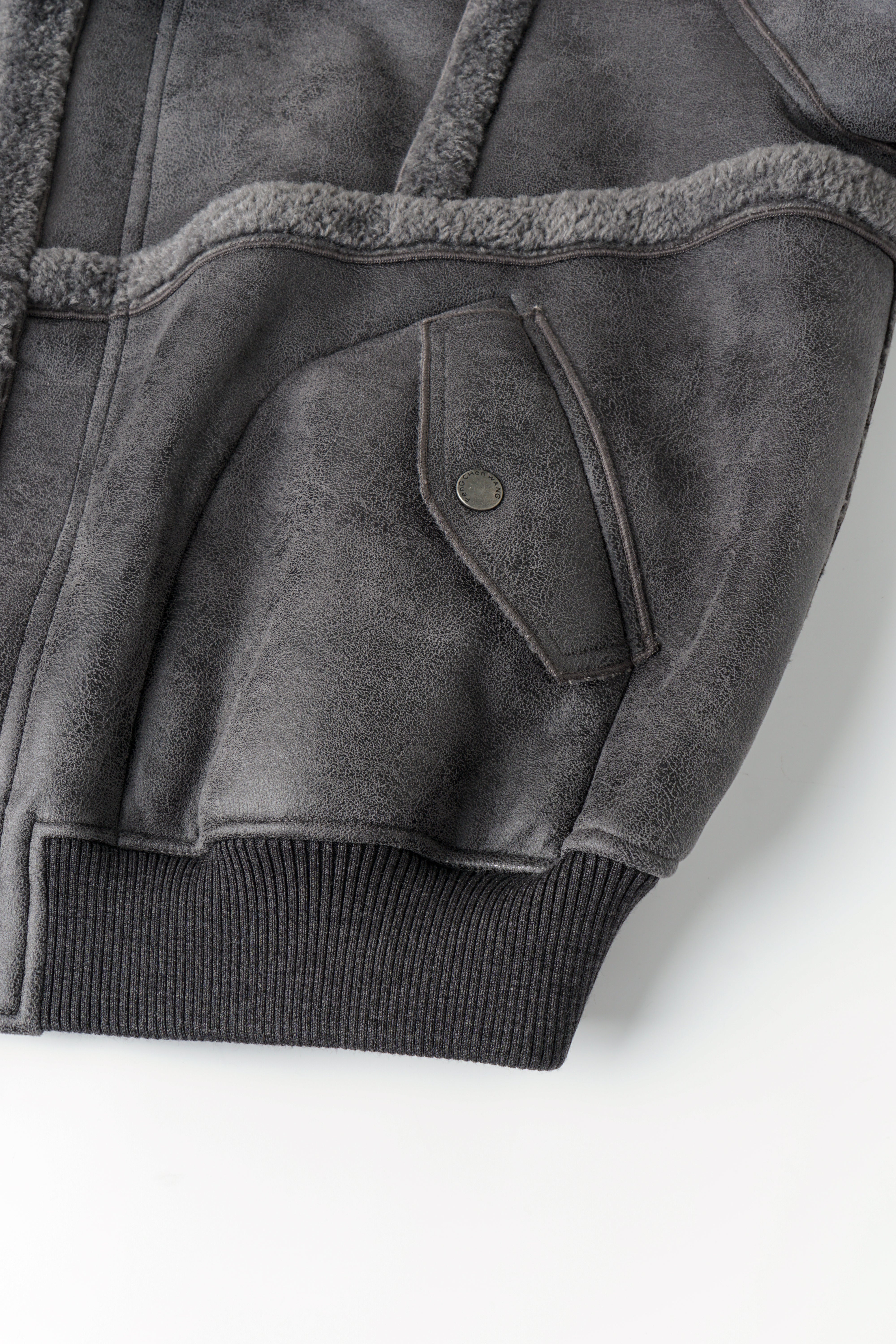 REVERSIBLE FAUX SHEARLING STAND-COLLAR JACKET