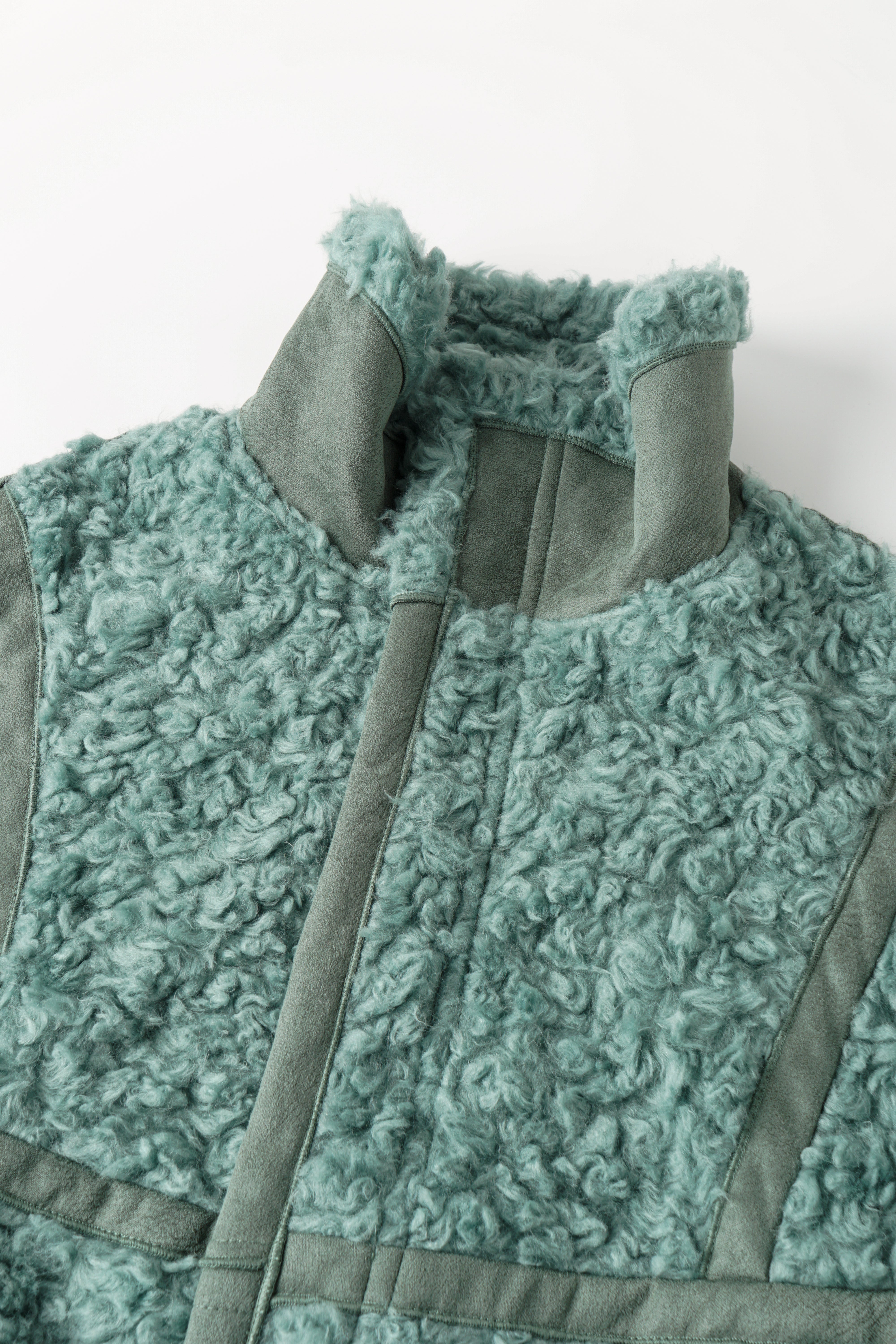 FAUX SHEARLING STAND-COLLAR JACKET