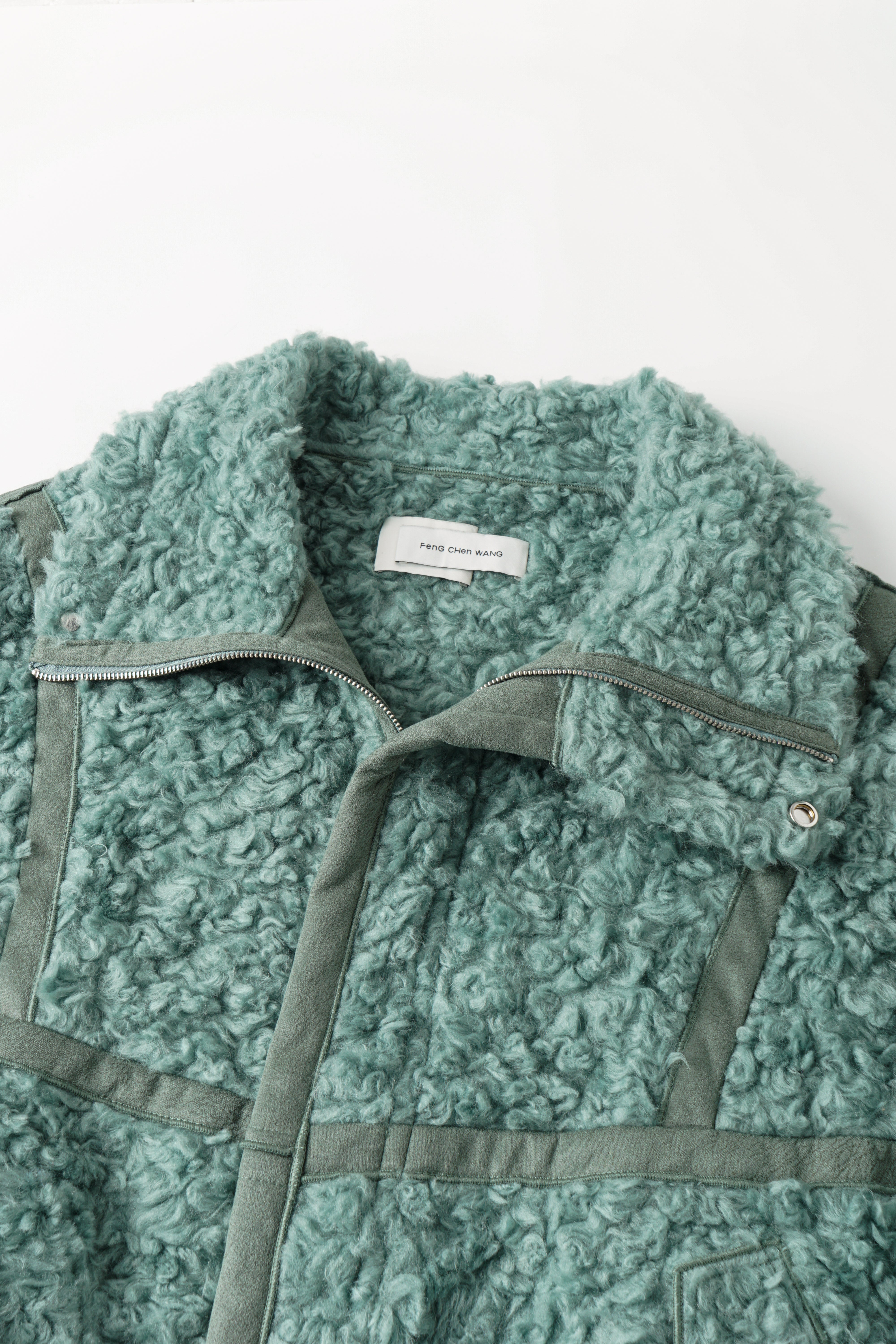 FAUX SHEARLING STAND-COLLAR JACKET